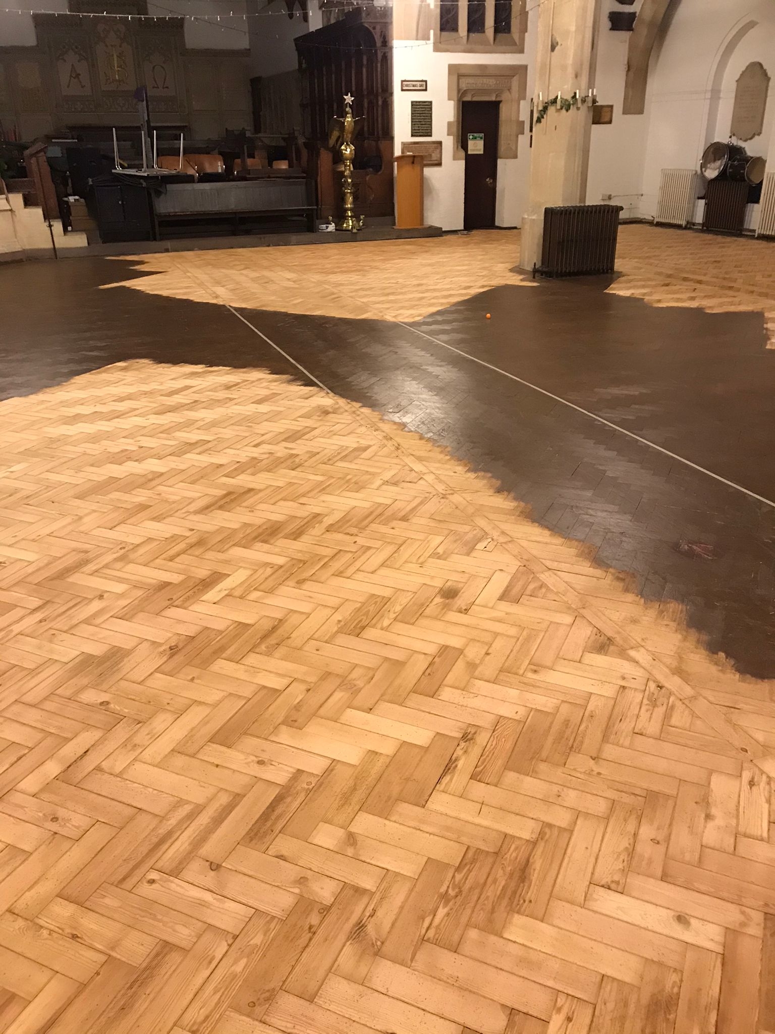 Parquet floor after sanding work in NW3