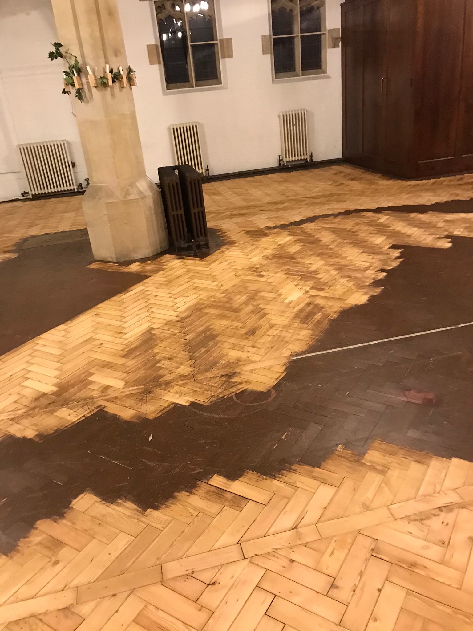 Parquet floor after sanding work in NW3