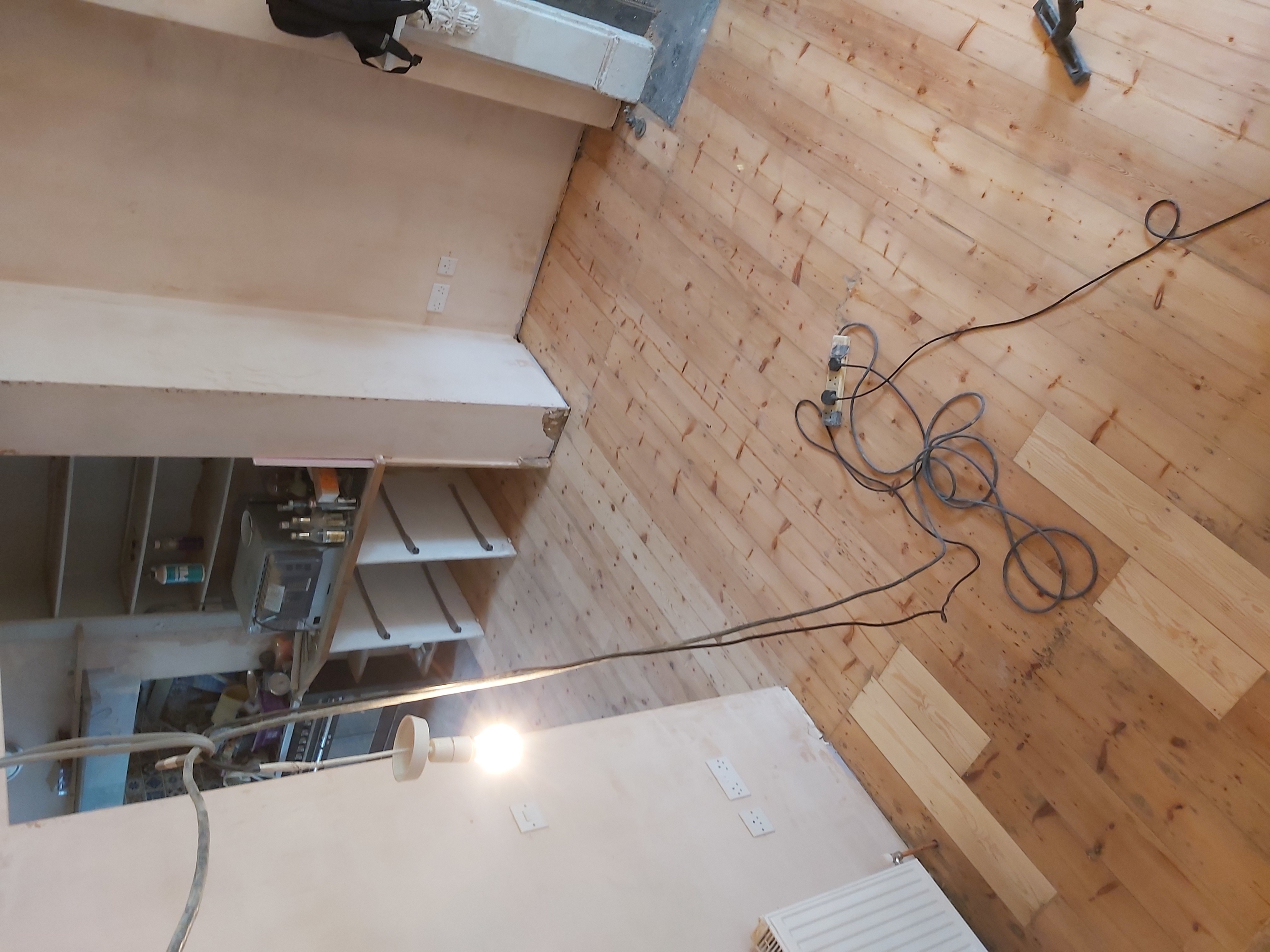 Floorboards floor after sanding work in NW3