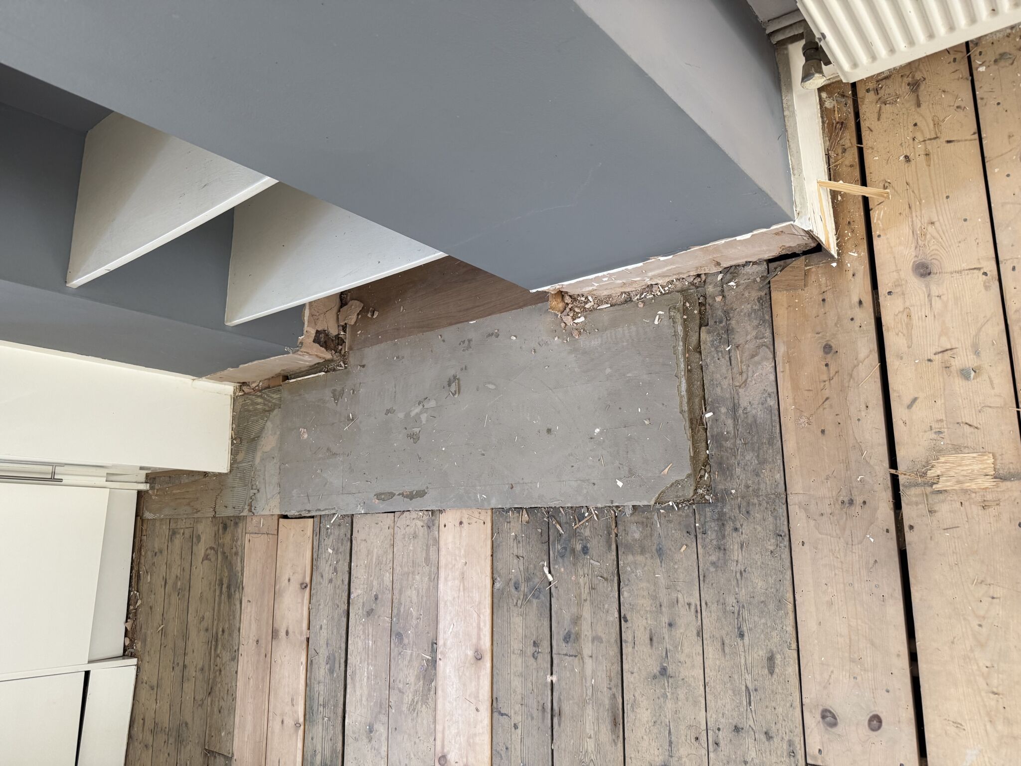 Floor condition before work, London