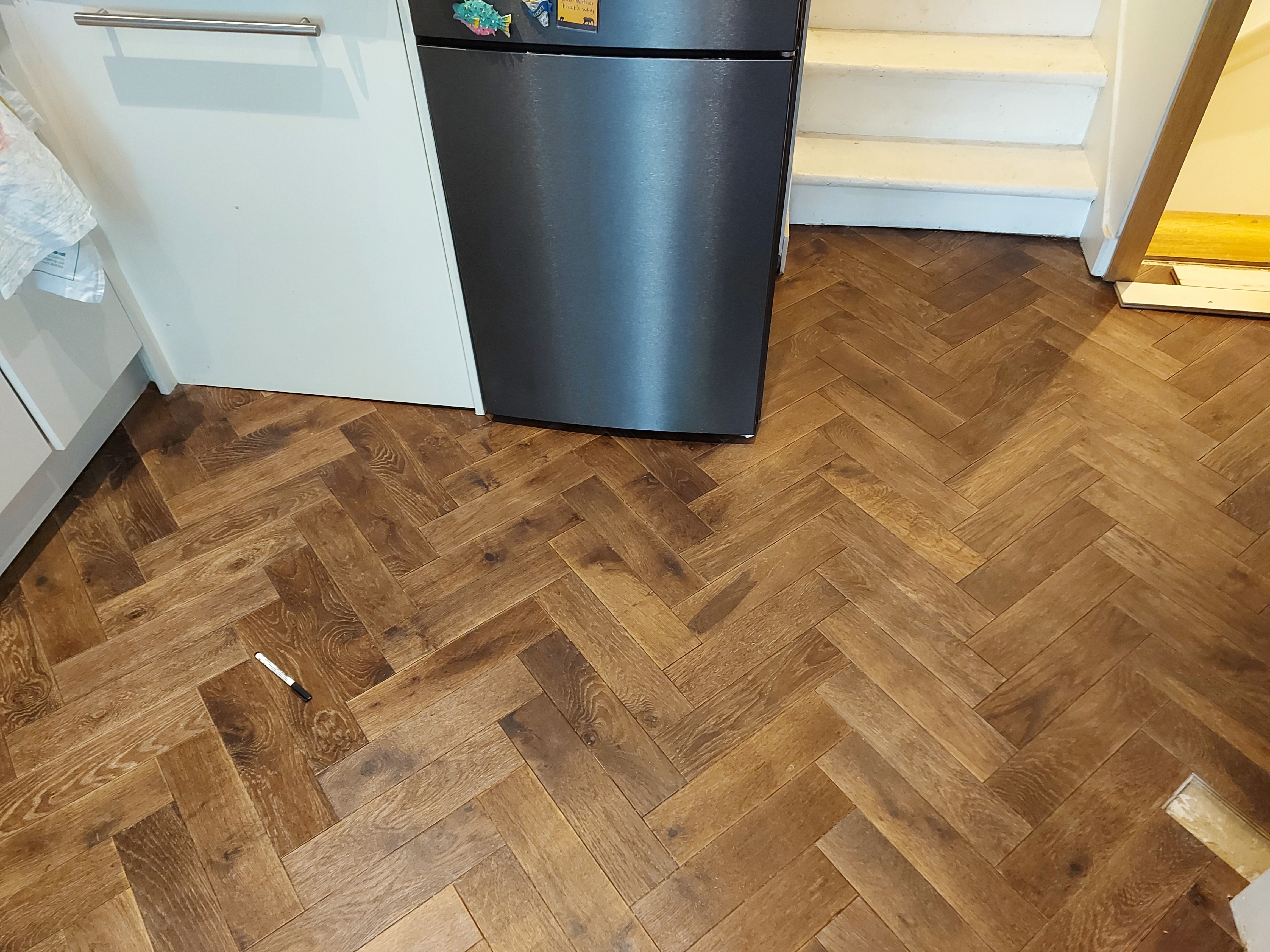 Parquet floor after fitting work in NW6
