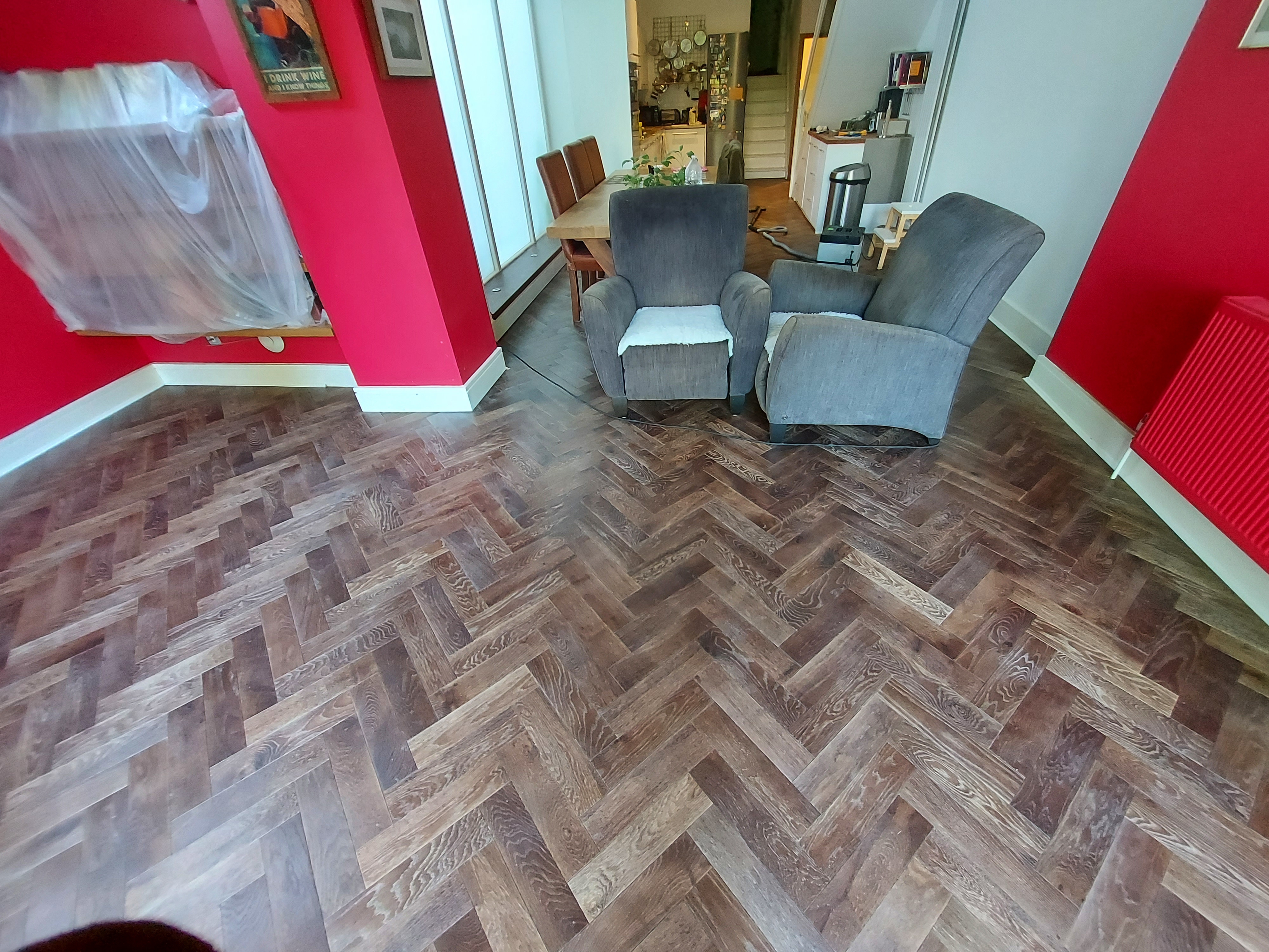 Parquet floor after fitting work in NW6