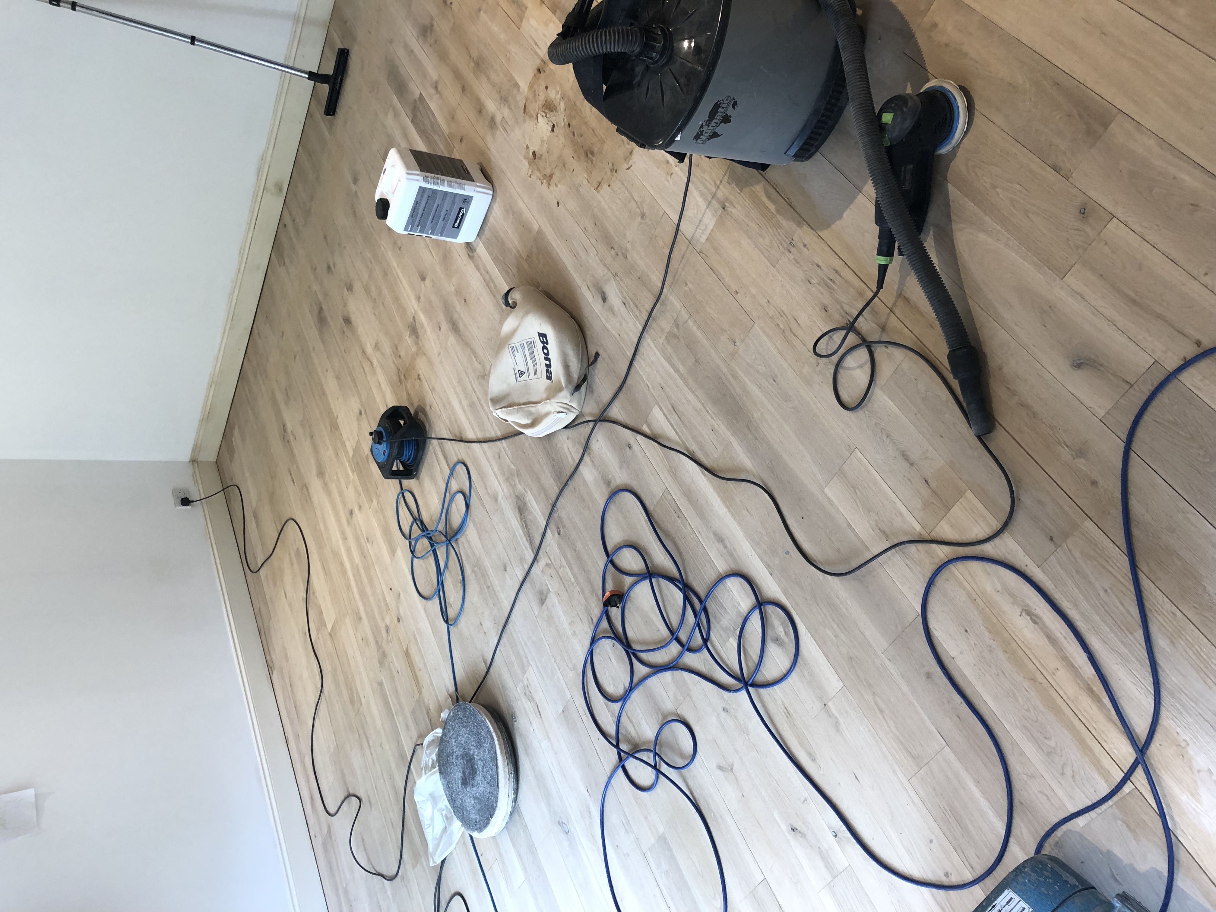 Hardwood floor after sanding work in NW6