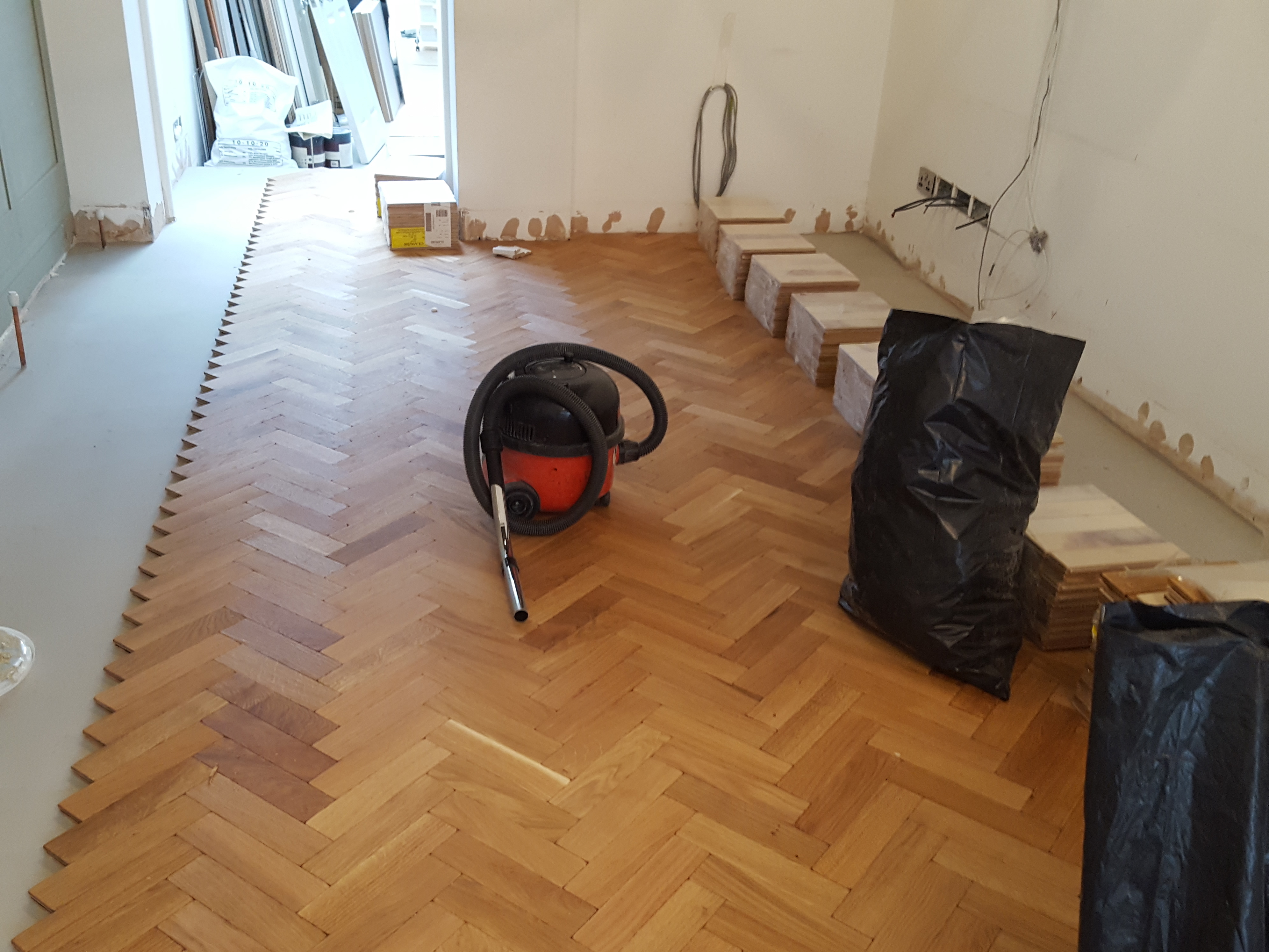 Parquet floor after sanding work in NW6