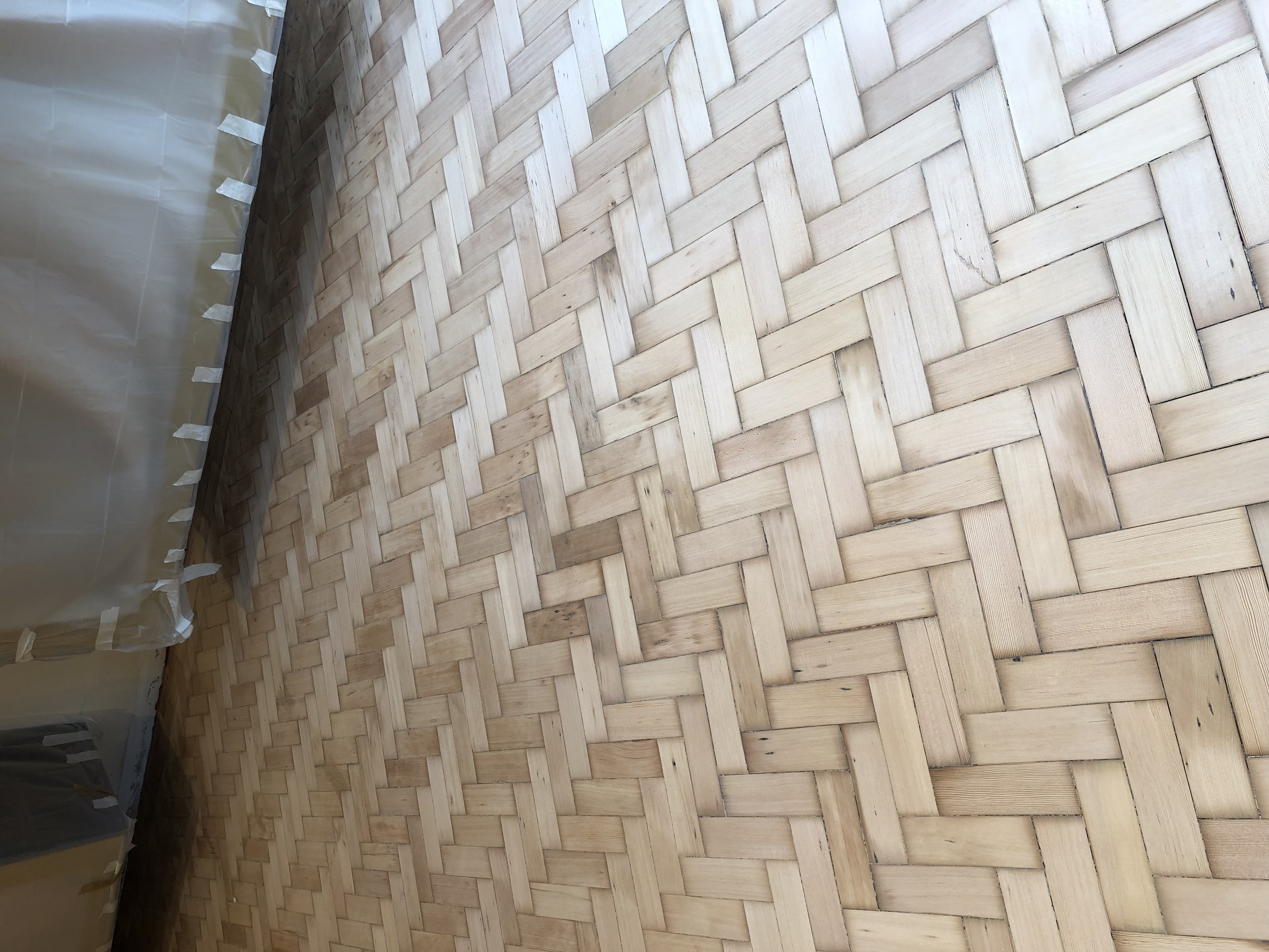 Parquet floor after sanding work in NW9