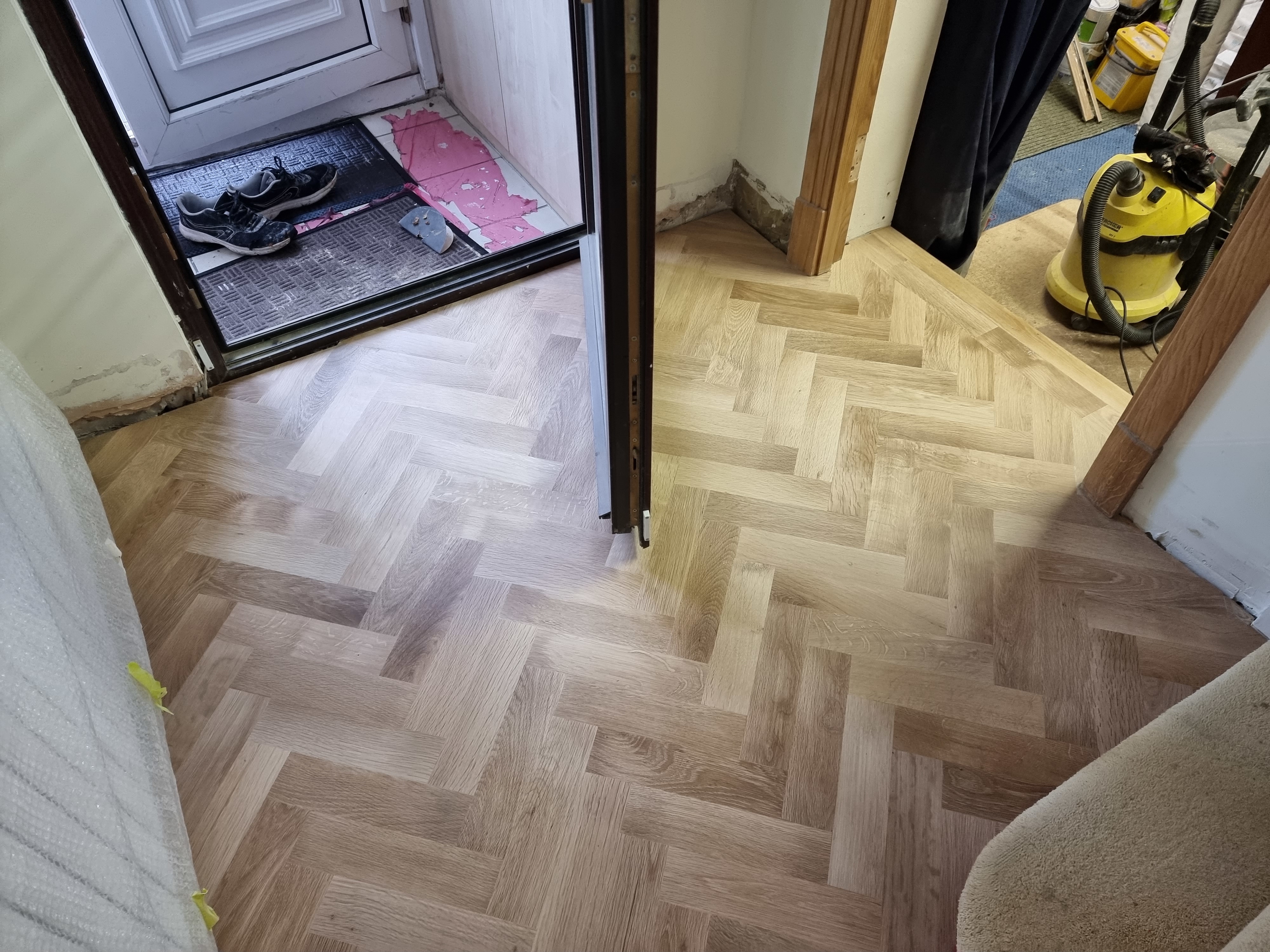 Parquet floor after sanding work in NW9