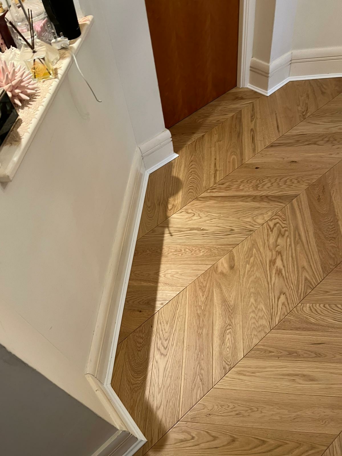 Chevron Parquet floor after fitting work in SE1