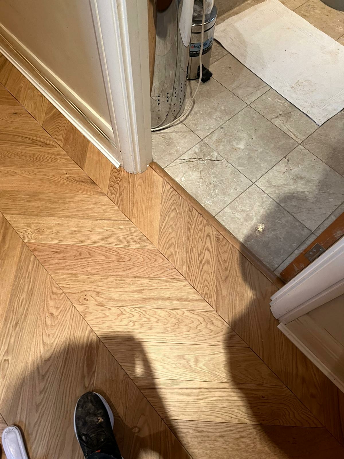 Chevron Parquet floor after fitting work in SE1