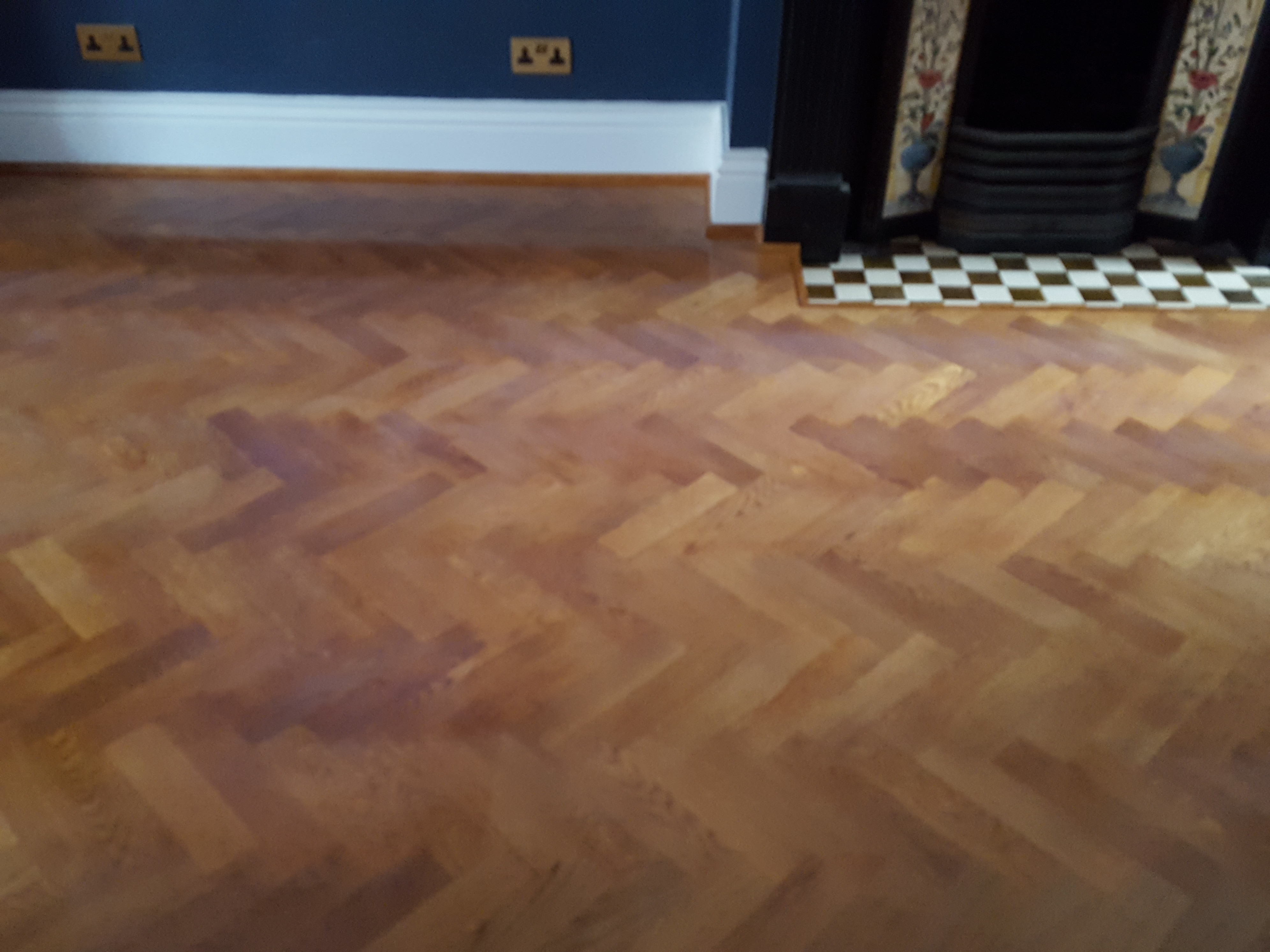 Parquet floor after sanding work in SE13
