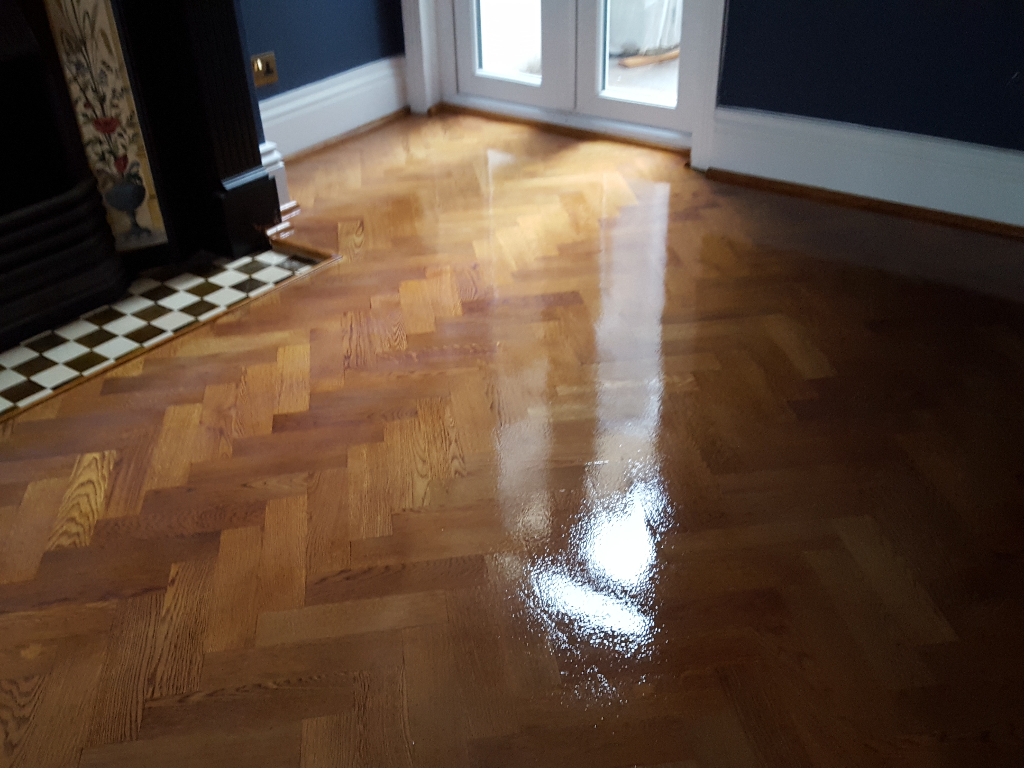 Parquet floor after sanding work in SE13