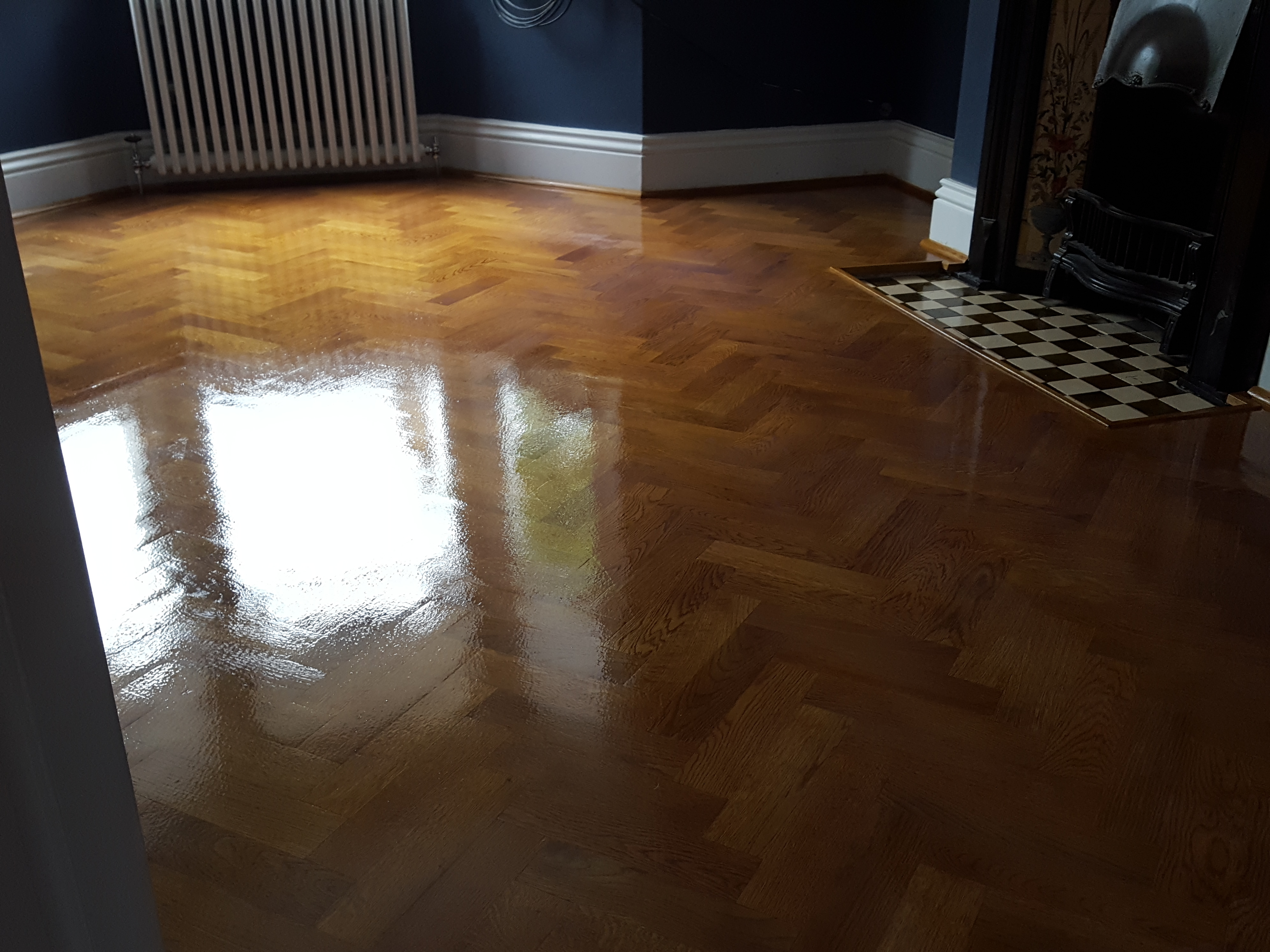 Parquet floor after sanding work in SE13