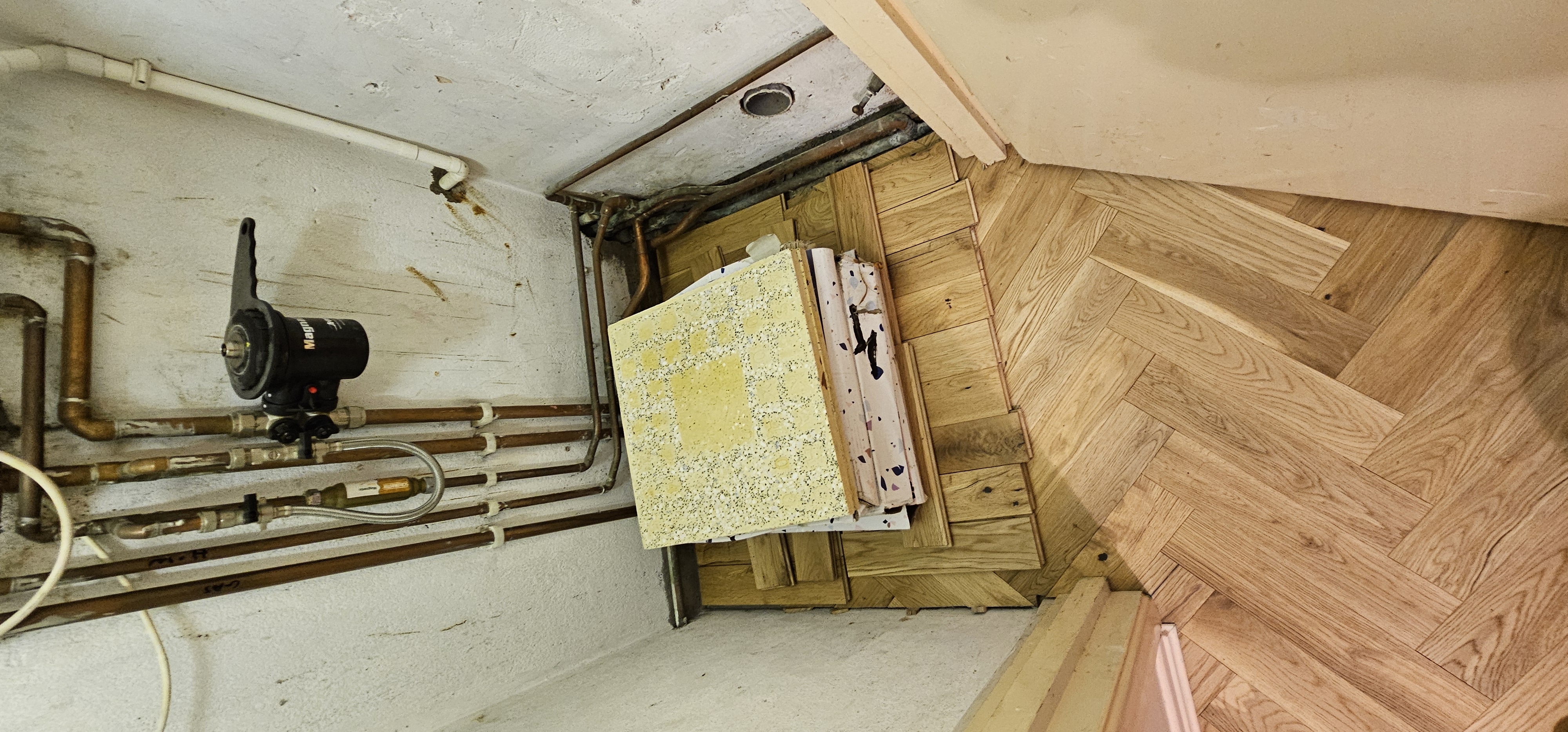 Parquet floor after fitting work in SE14