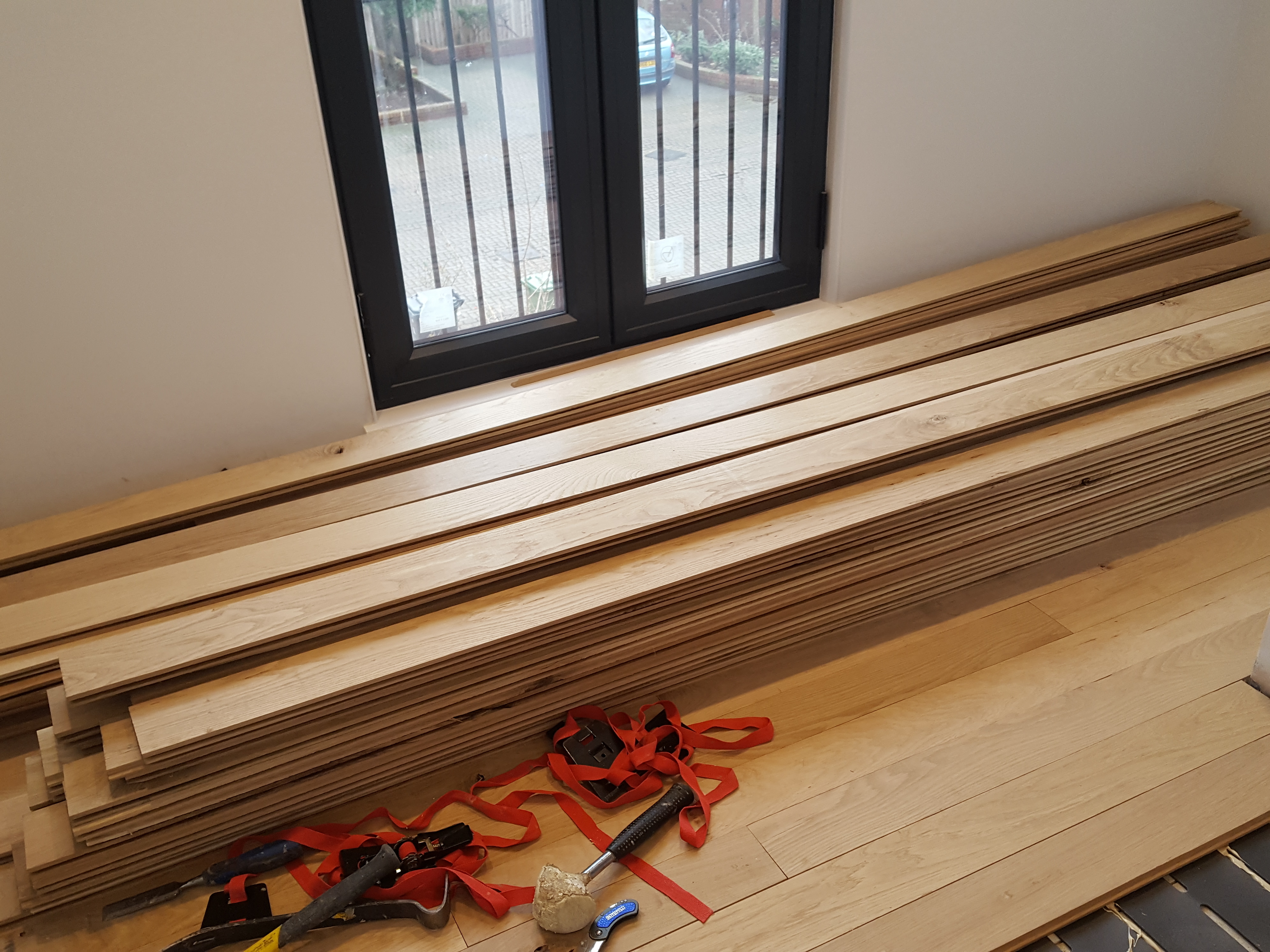 Hardwood floor after sanding work in SE14