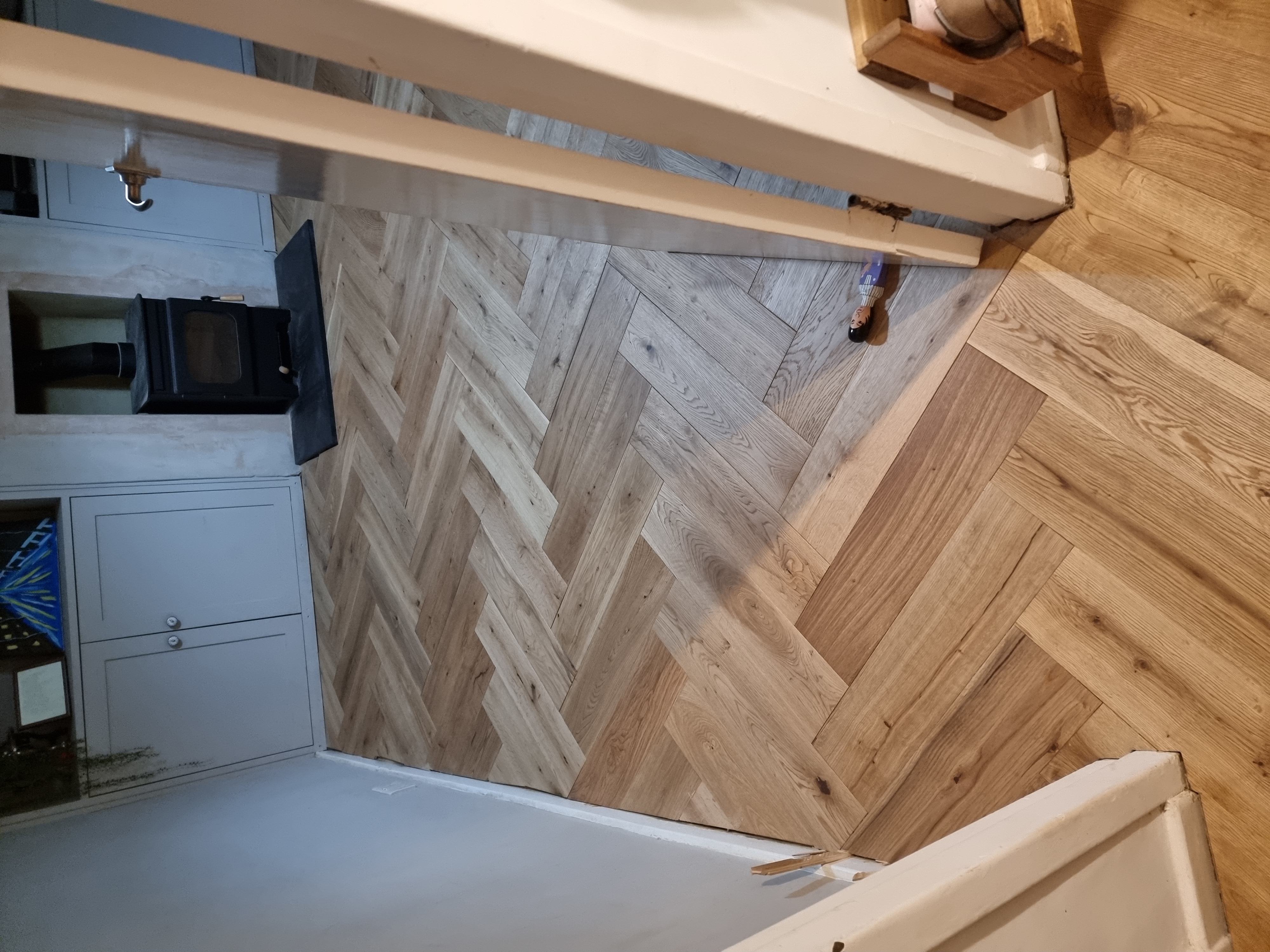 Parquet floor after fitting work in SE15