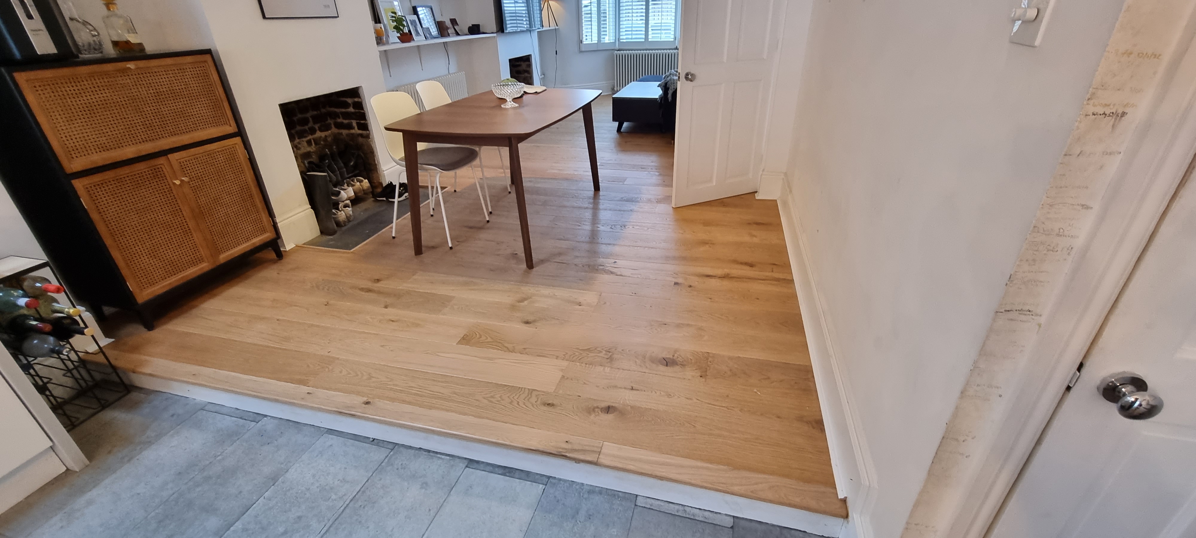 Engineered Wood floor after fitting work in SE15