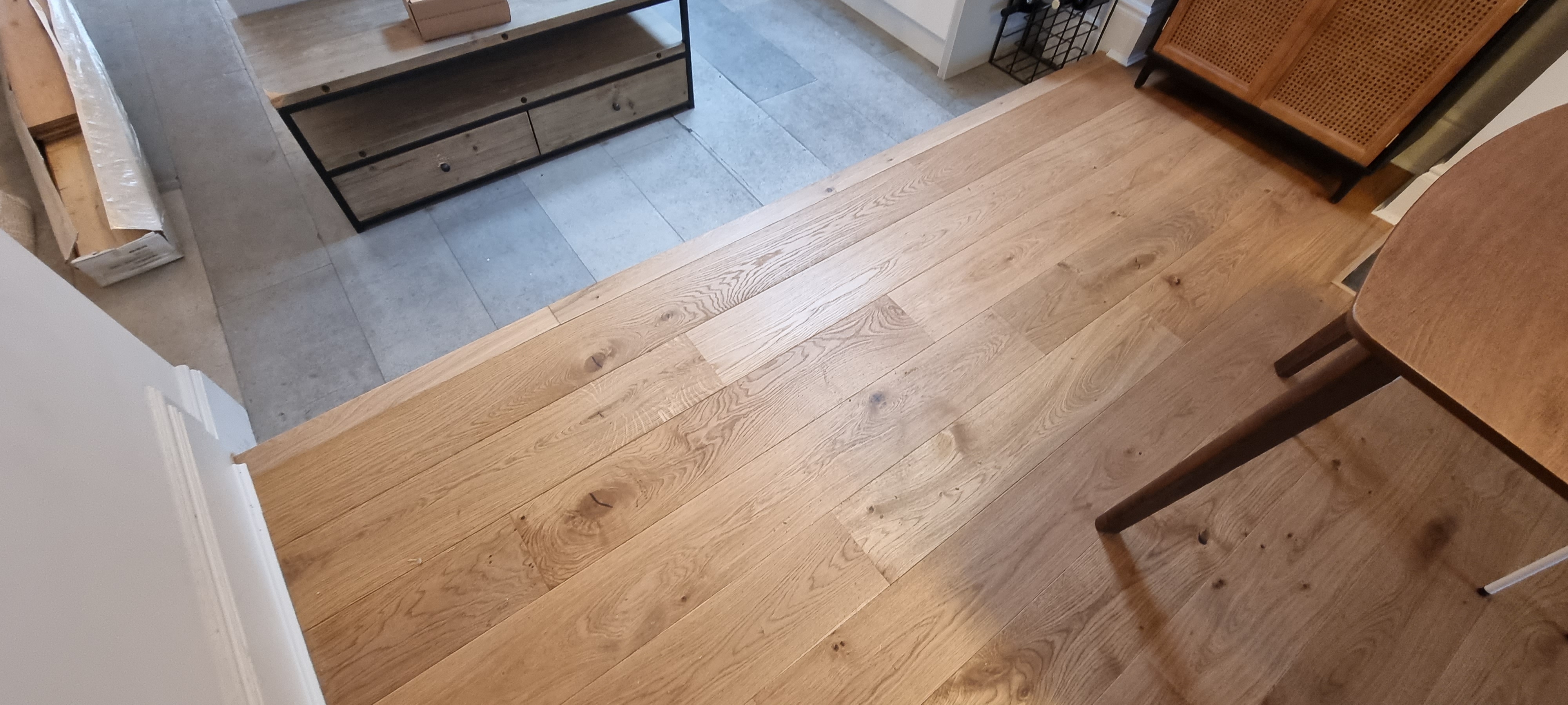 Engineered Wood floor after fitting work in SE15