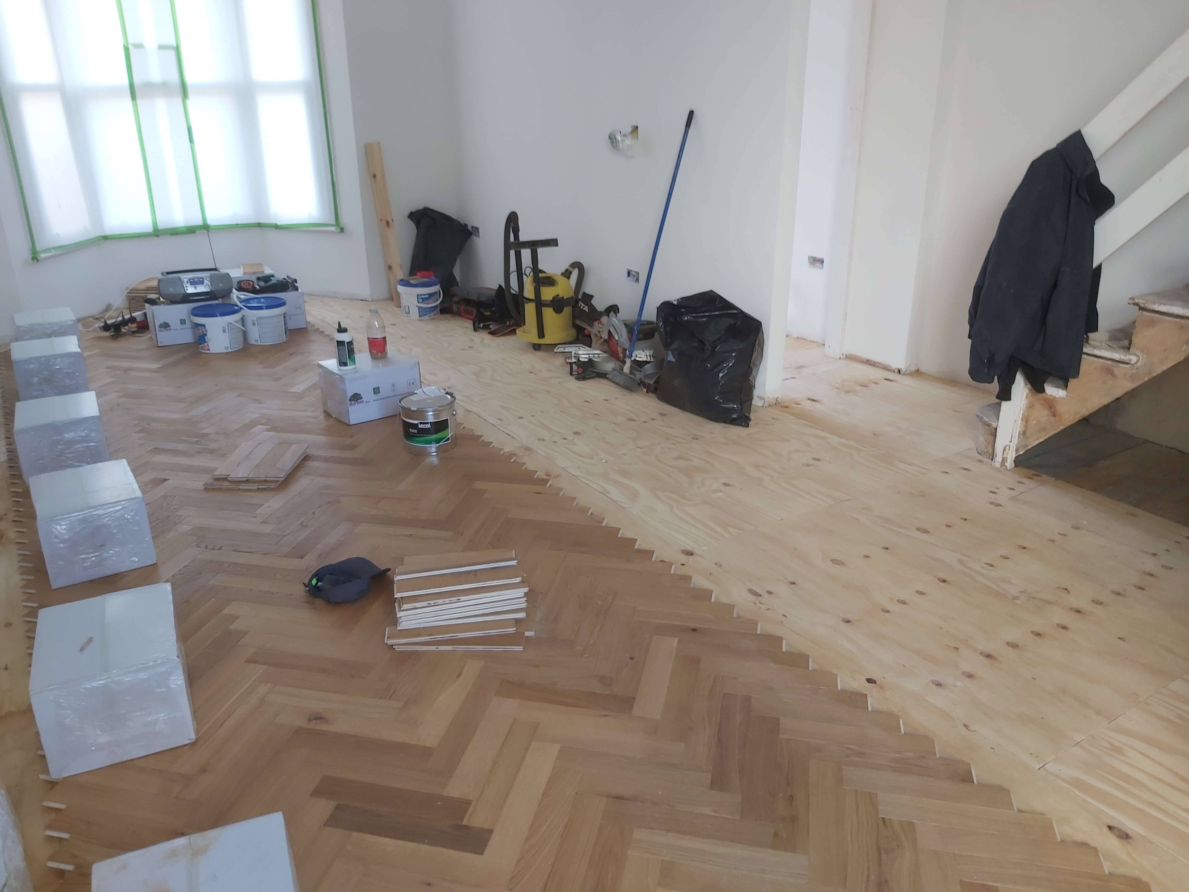 Parquet floor after fitting work in SE15