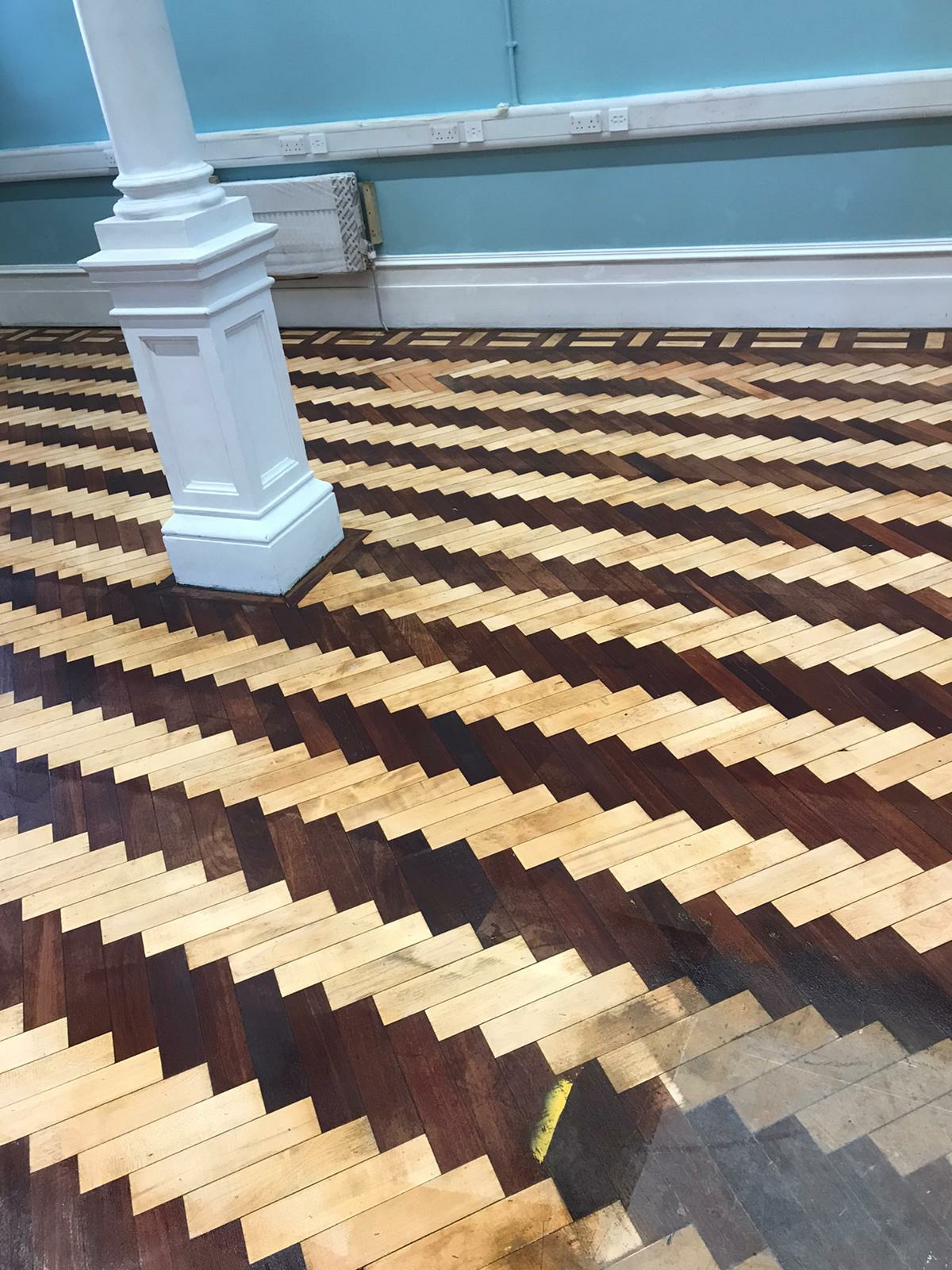 Parquet floor after sanding work in SE18