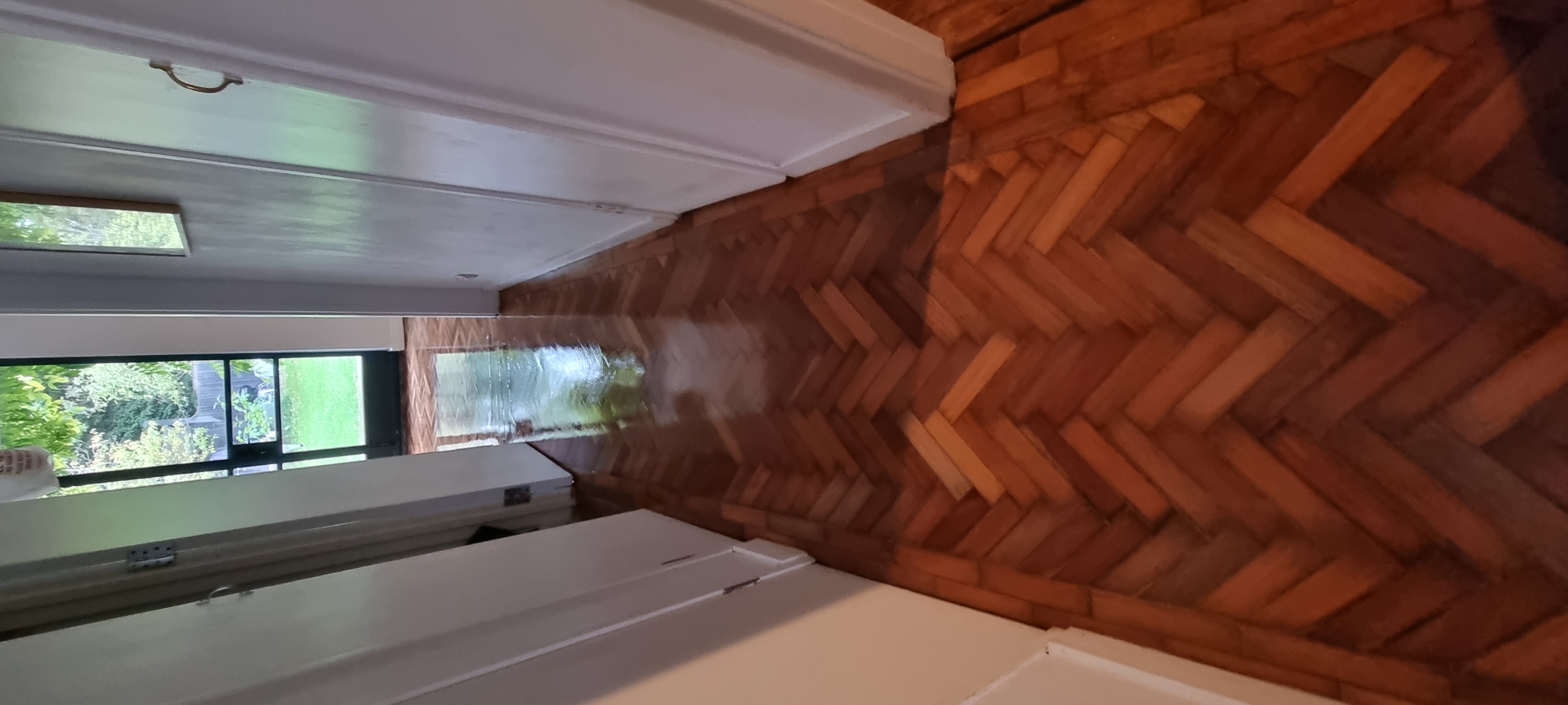 Parquet floor after sanding work in SE21