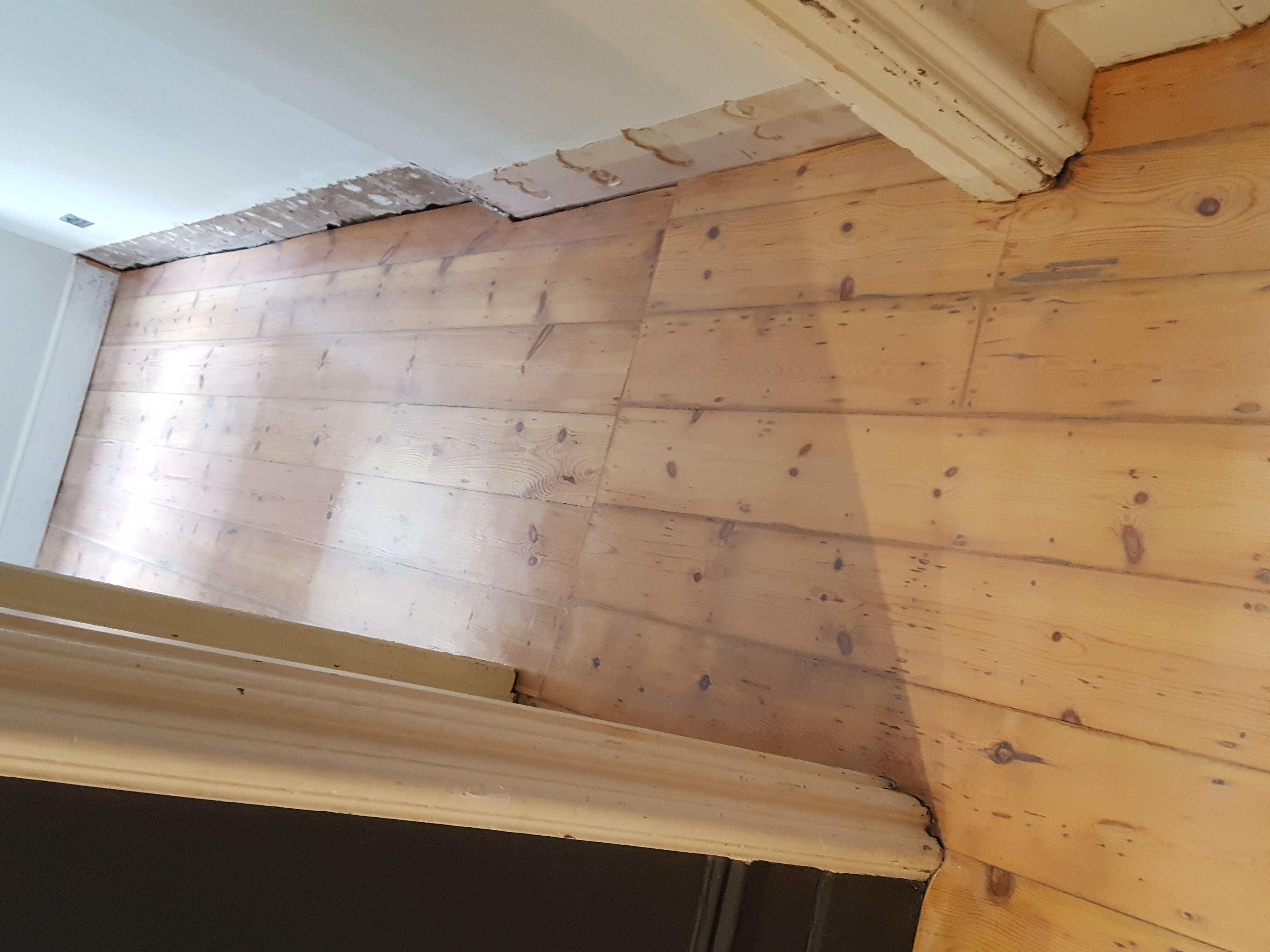 Floorboards floor after sanding work in SE22