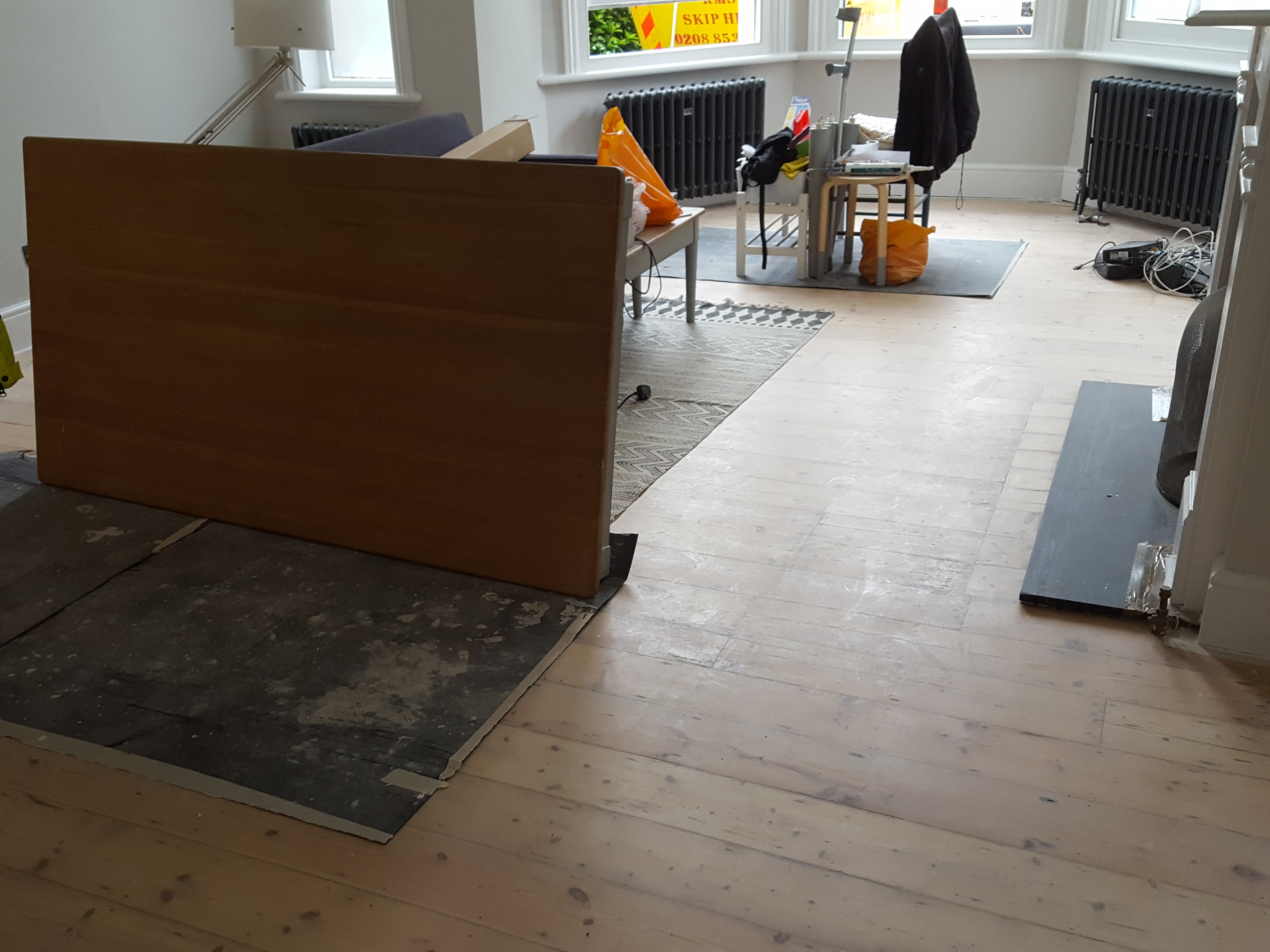 Floorboards floor after sanding work in SE22
