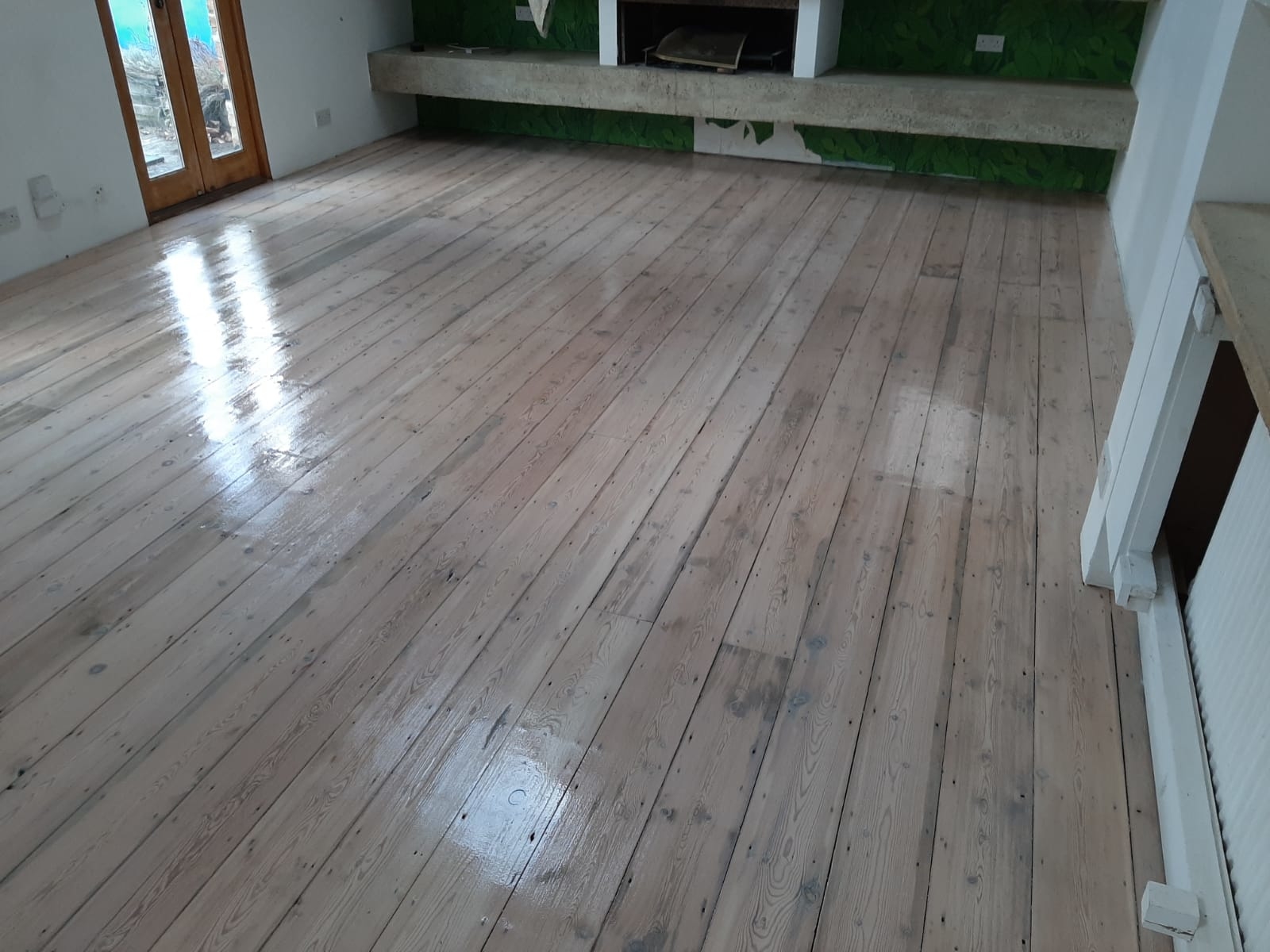 Floorboards floor after sanding work in SE22