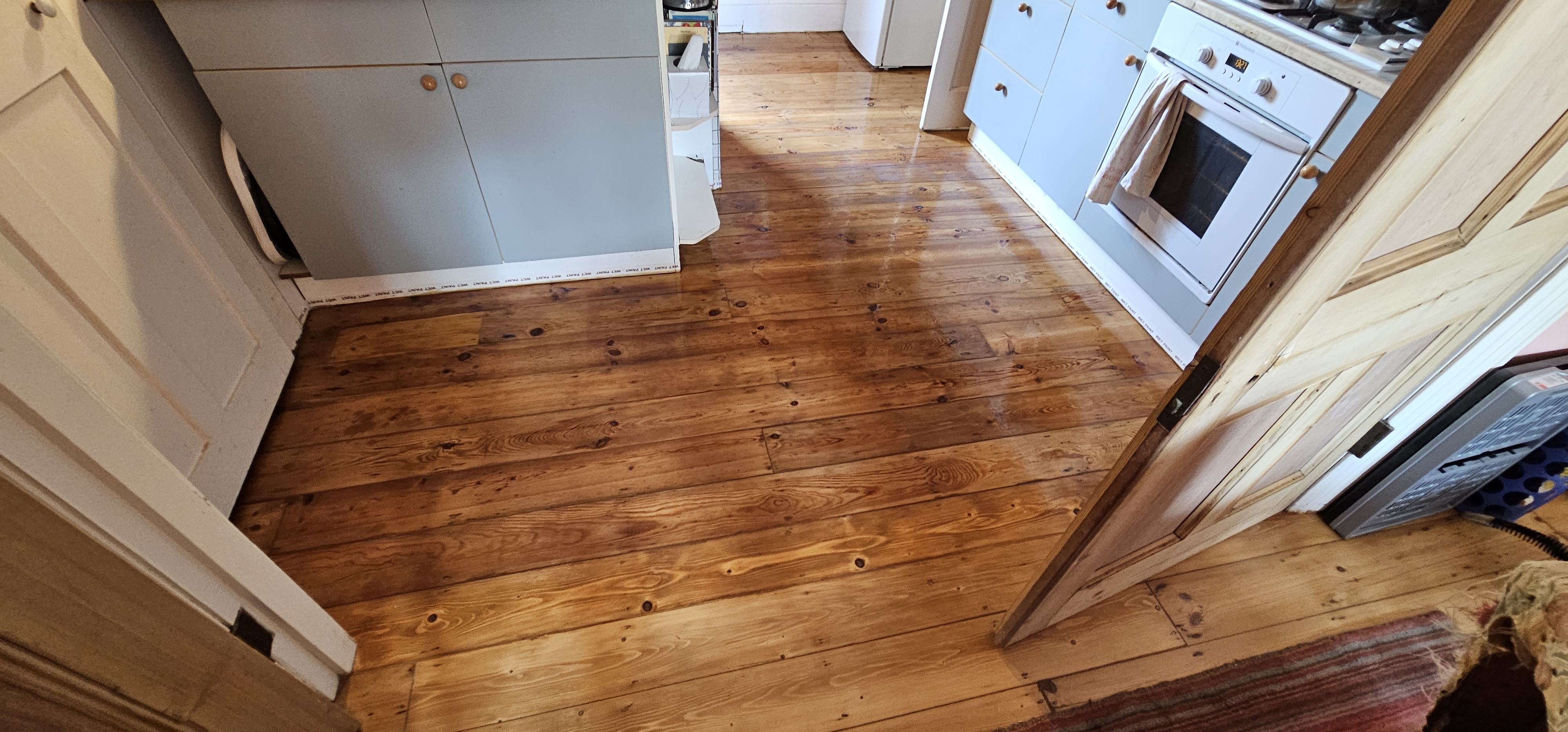 Floorboards floor after sanding work in SE23