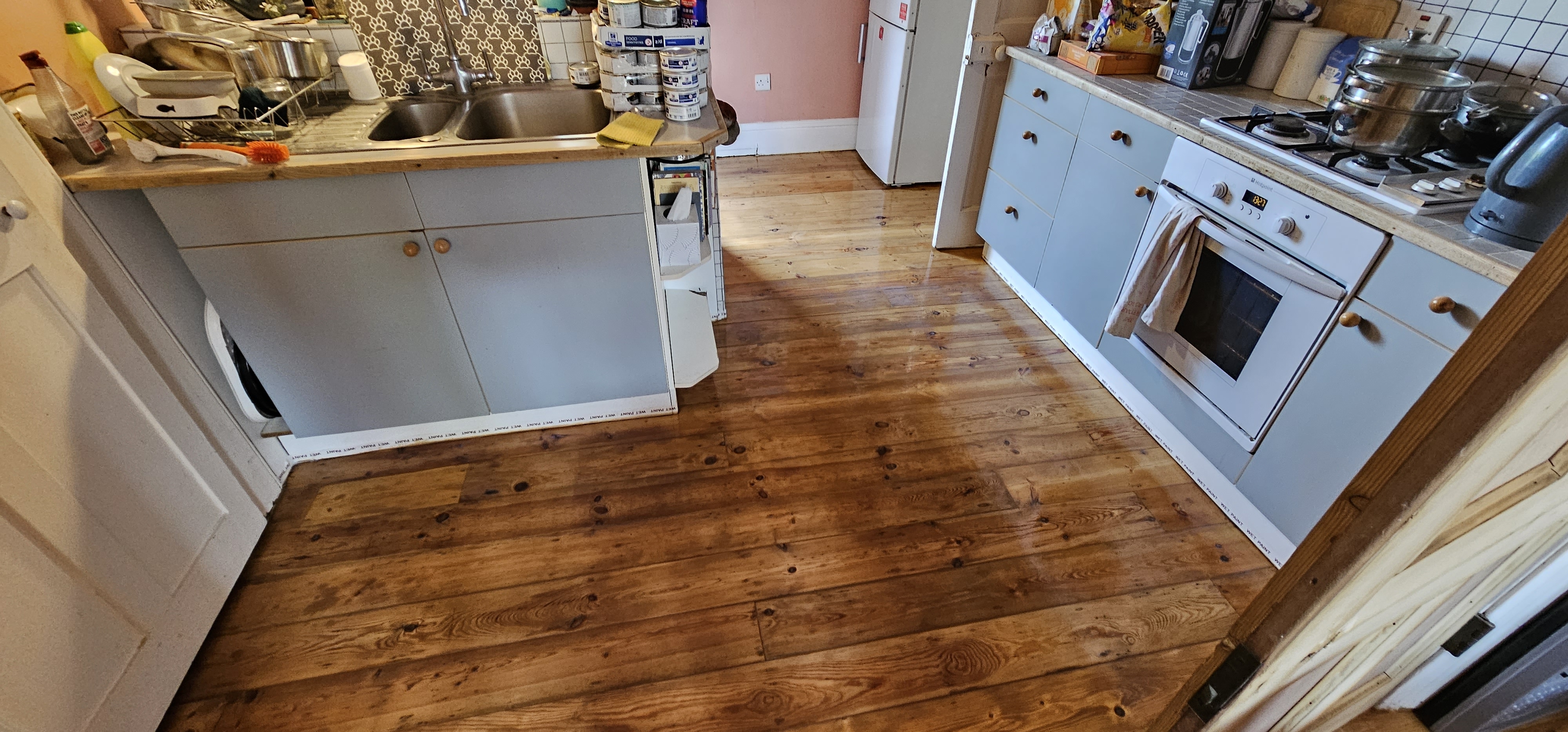 Floorboards floor after sanding work in SE23