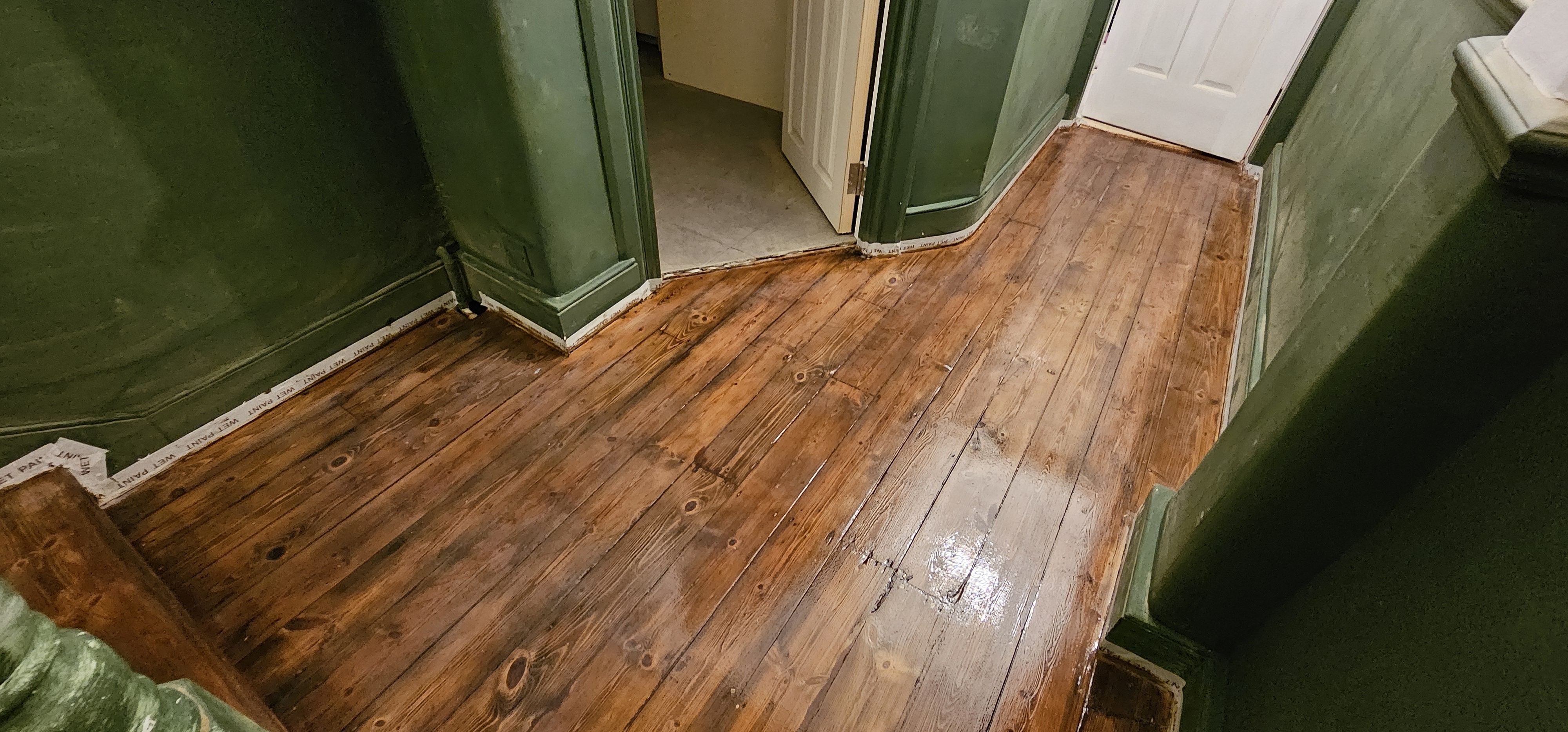 Floorboards floor after sanding work in SE23