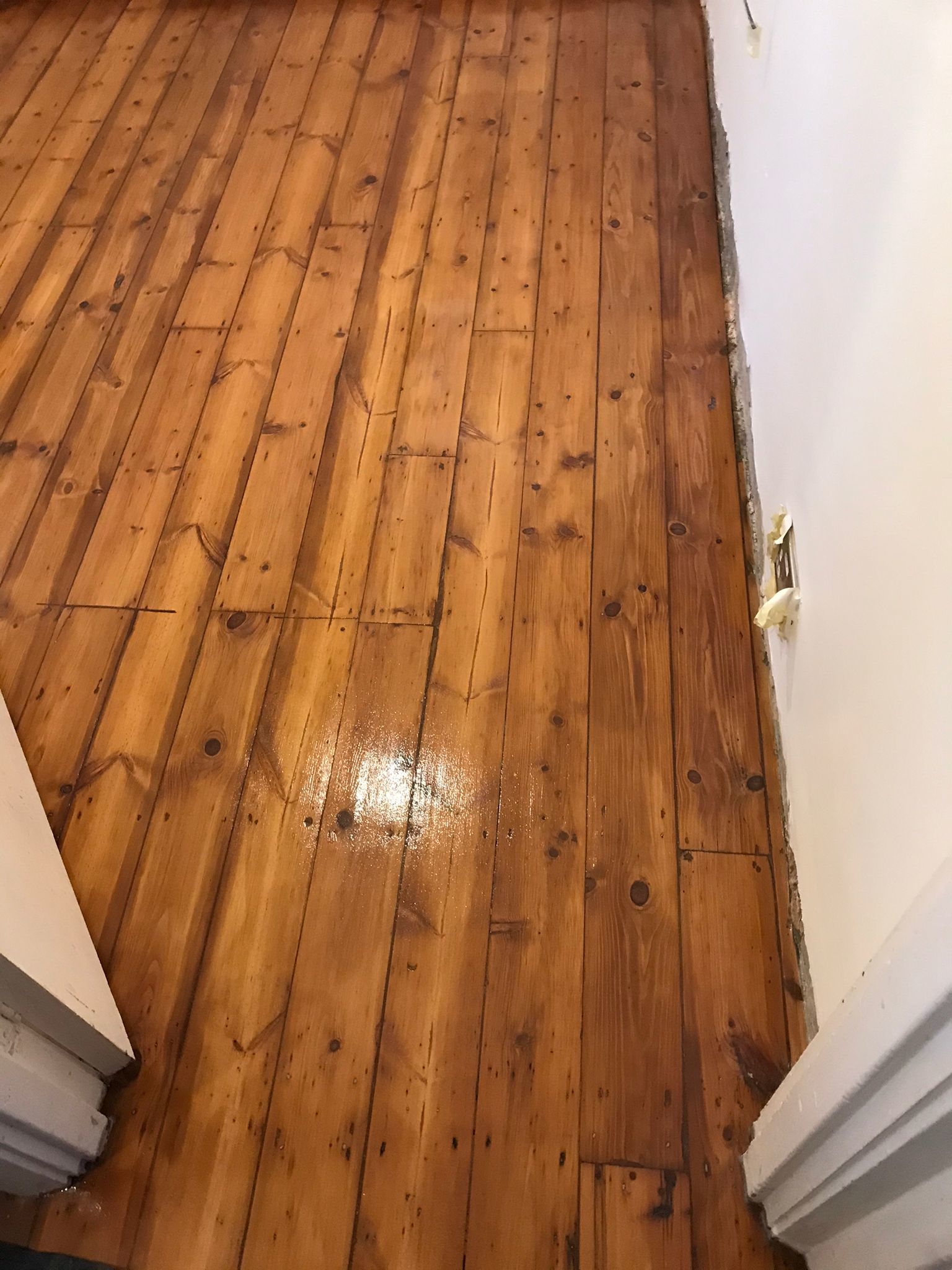 Floorboards floor after sanding work in SE9