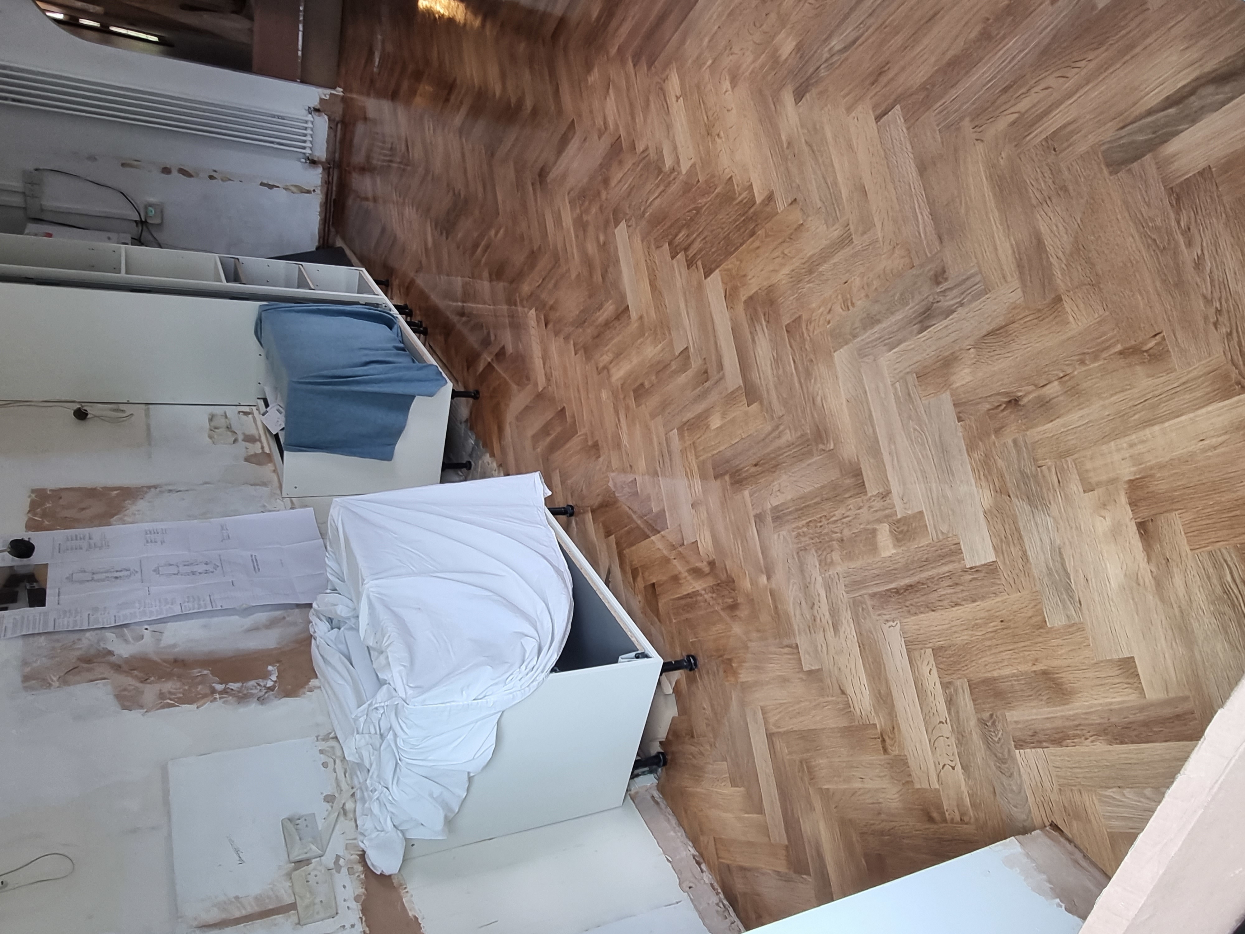 Parquet floor after sanding work in SL4