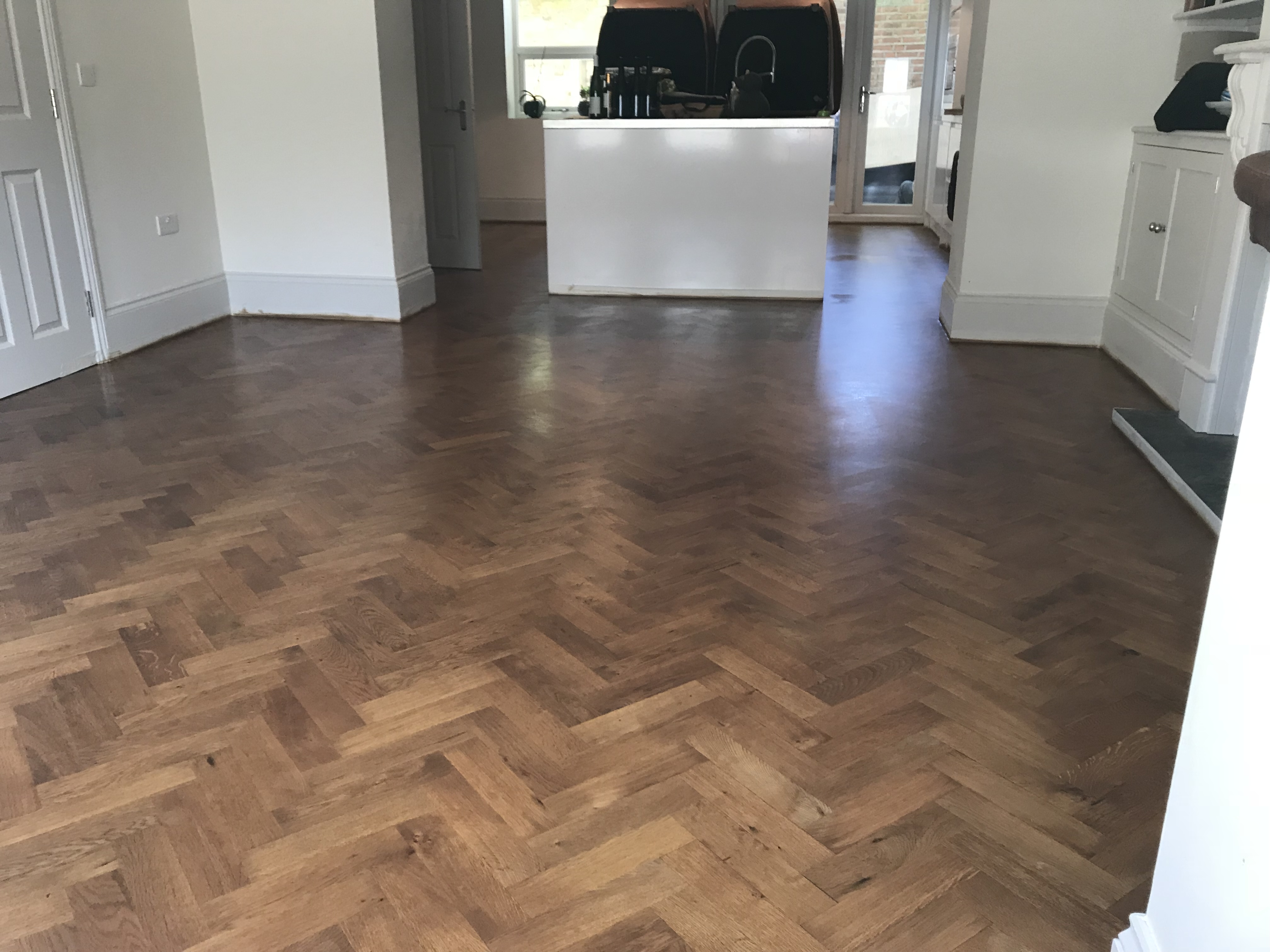 Parquet floor after sanding work in SW12