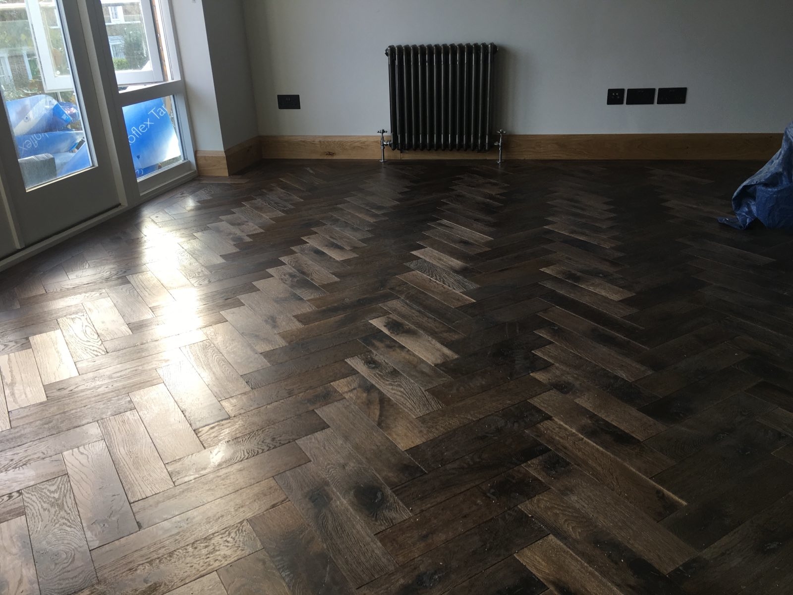 Parquet floor after fitting work in SW12