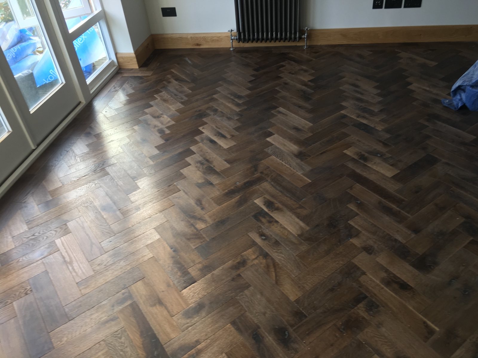 Parquet floor after fitting work in SW12