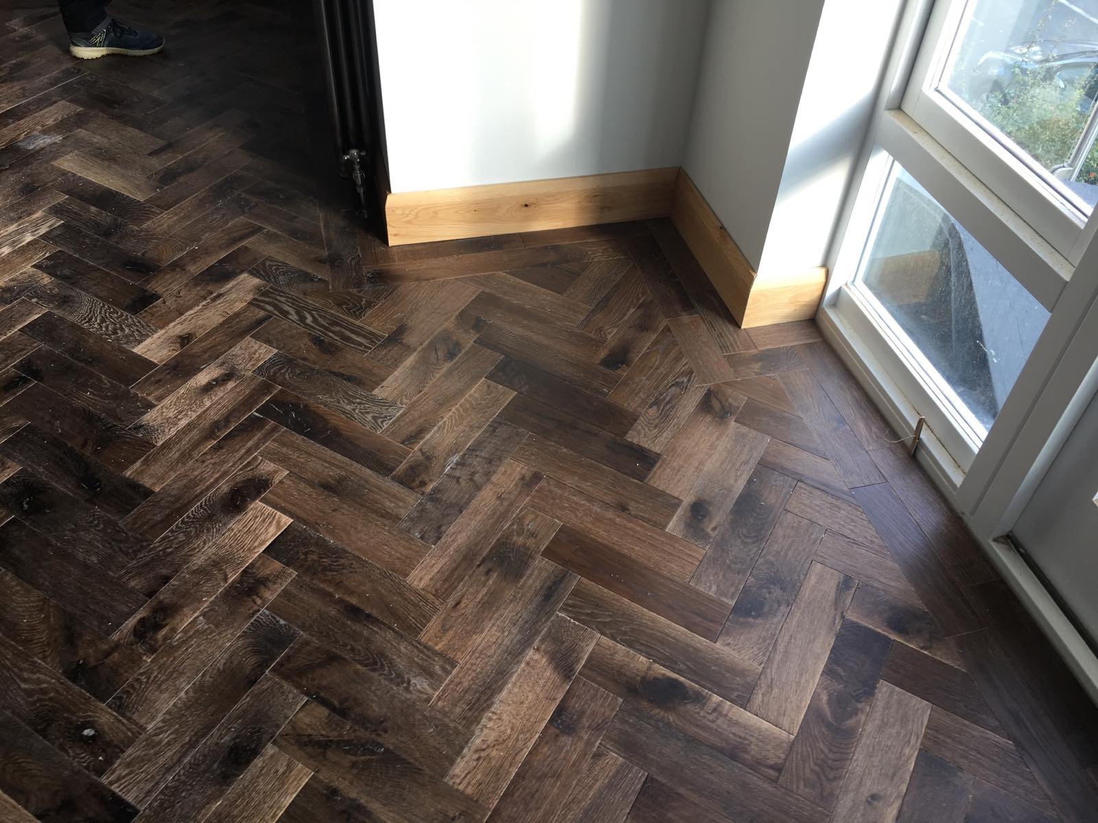 Parquet floor after fitting work in SW12