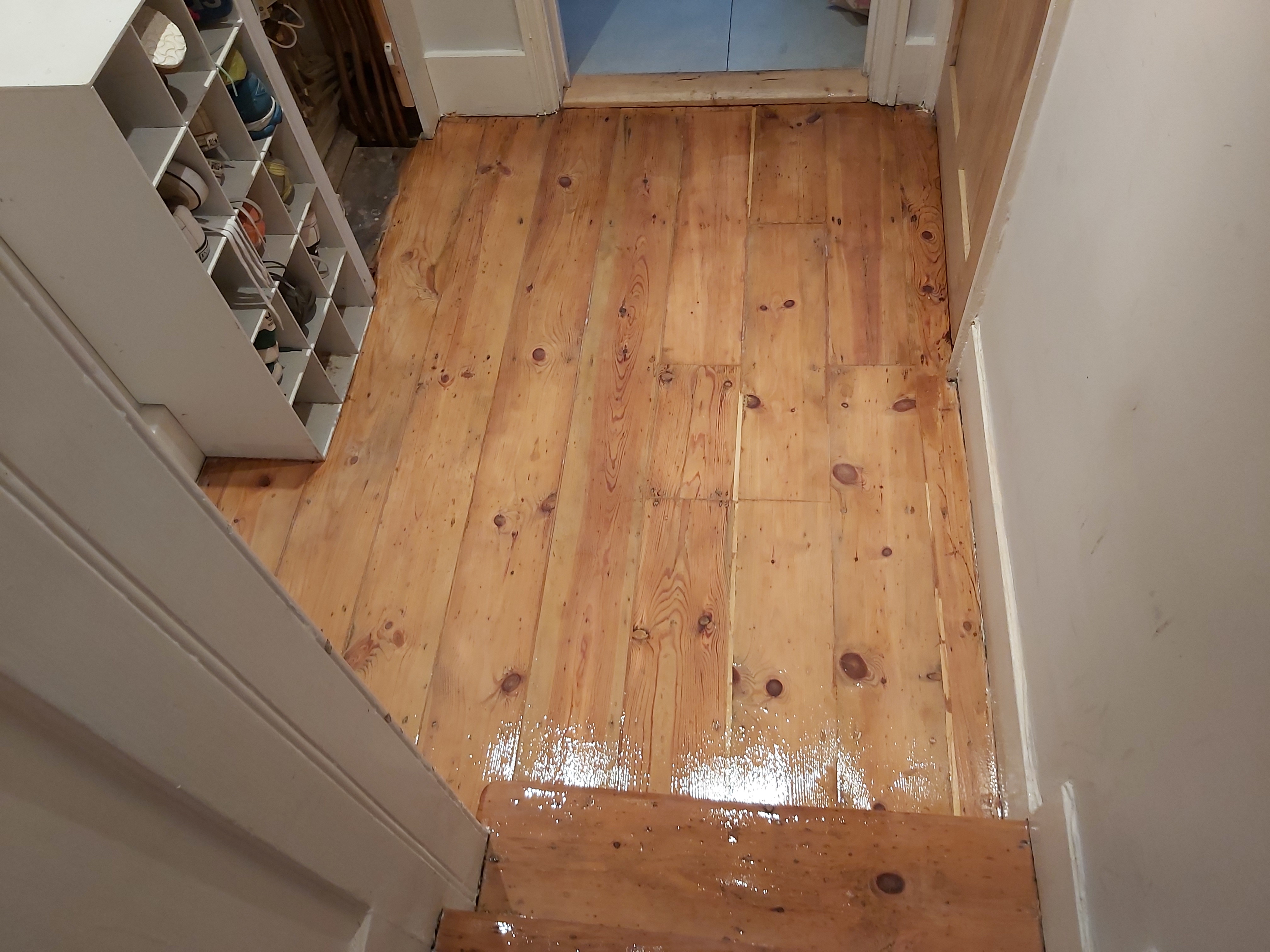 Floorboards floor after sanding work in SW15
