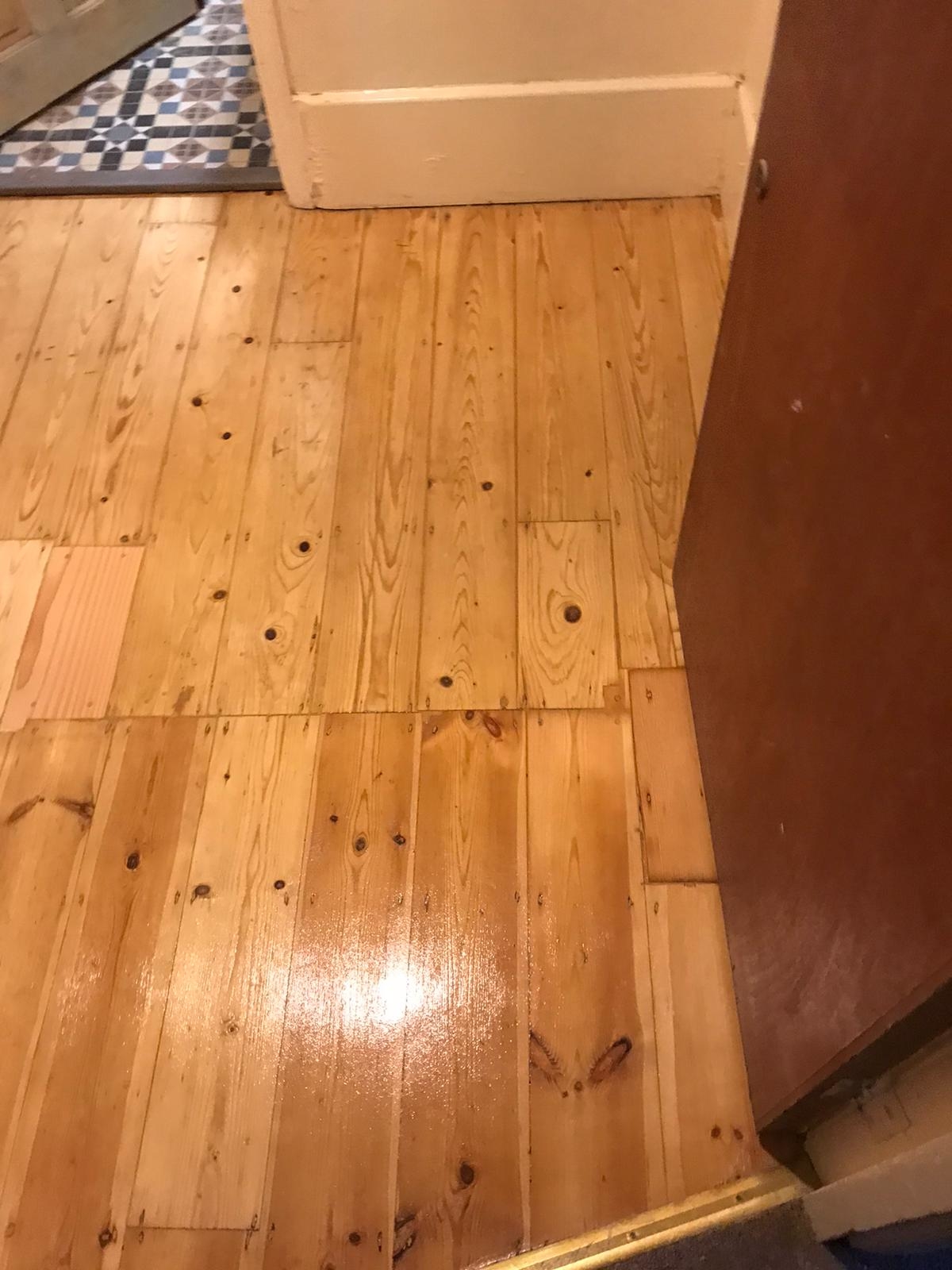 Floorboards floor after sanding work in SW16
