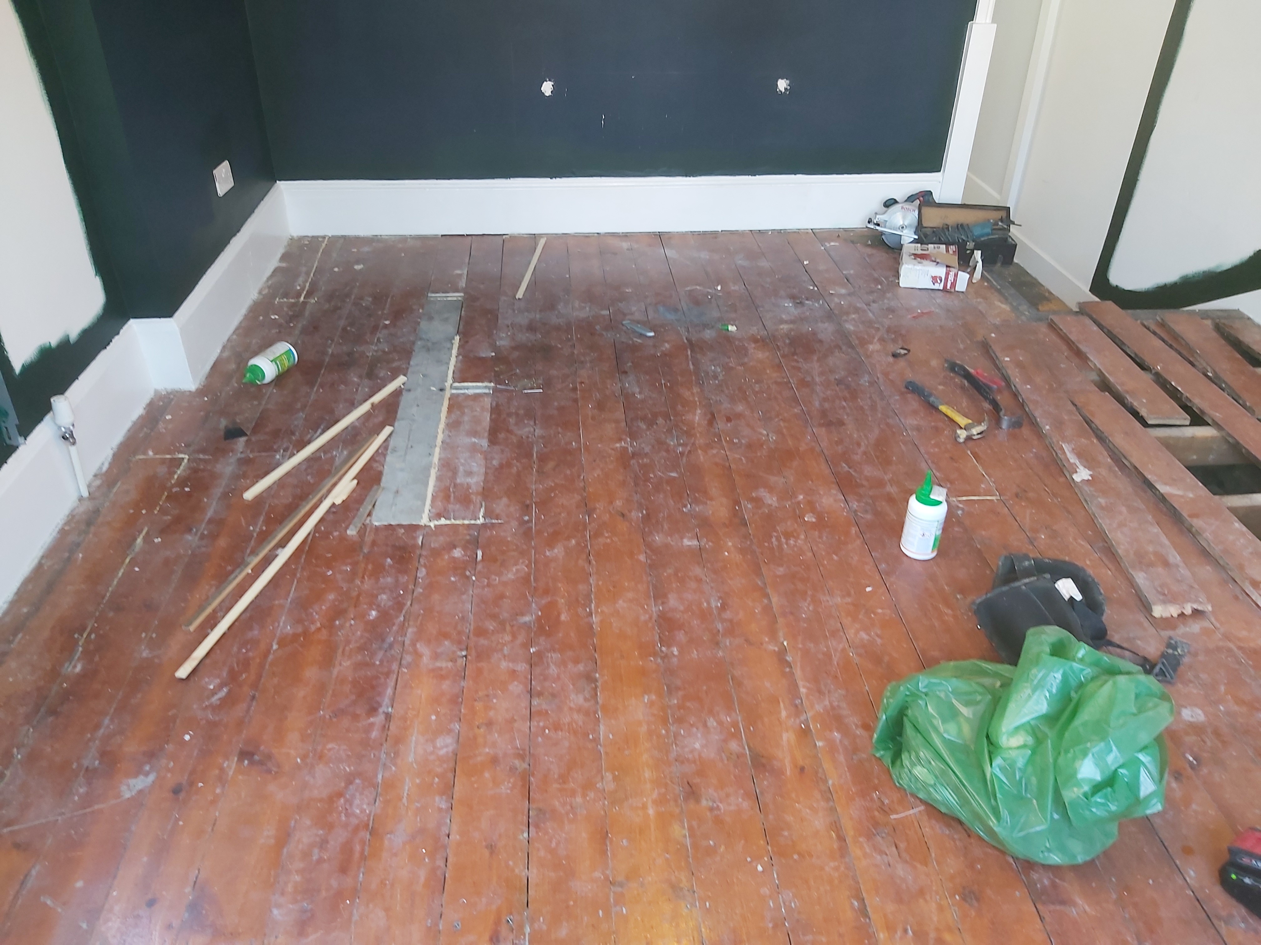 Floorboards floor after sanding work in SW16