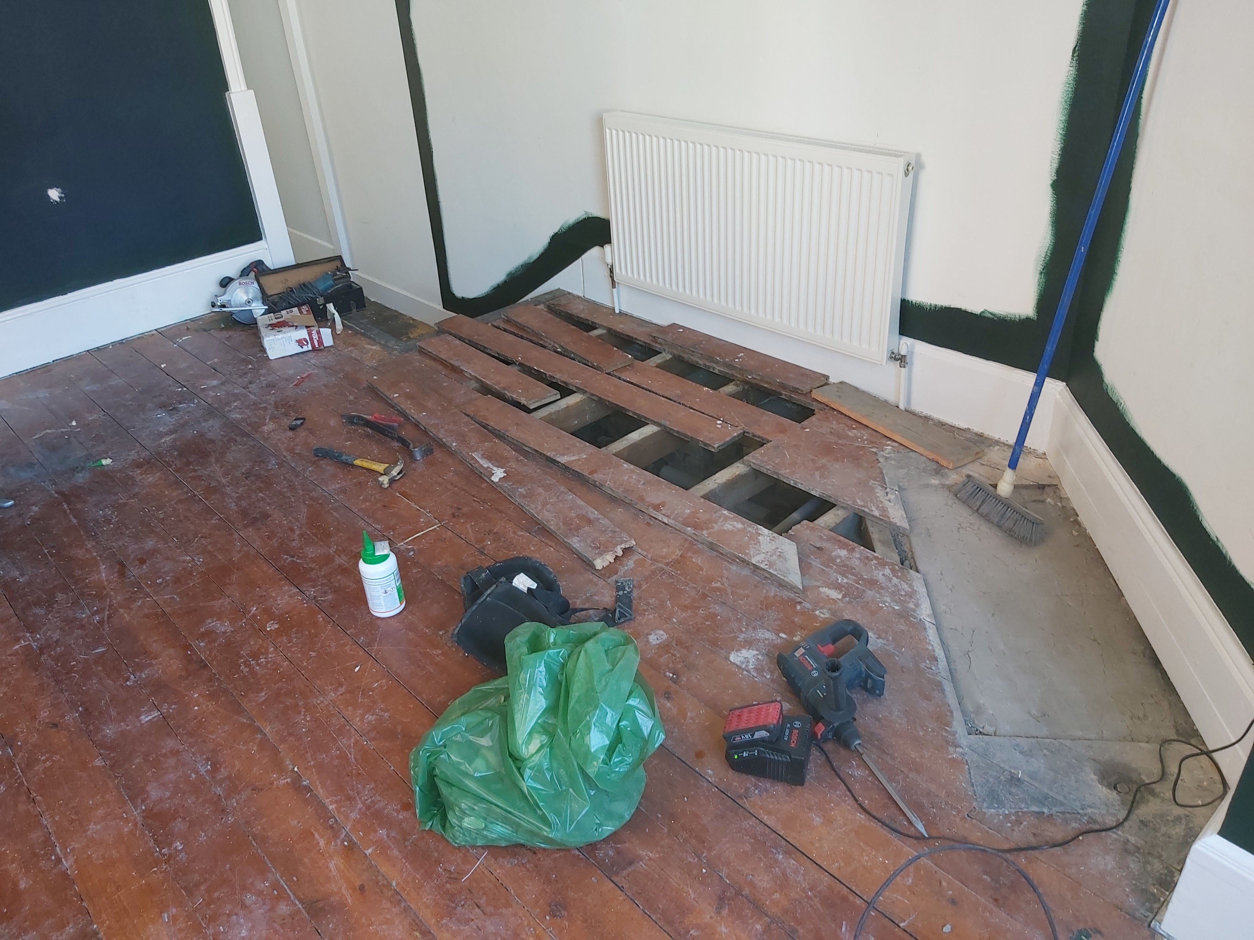 Floorboards floor after sanding work in SW16