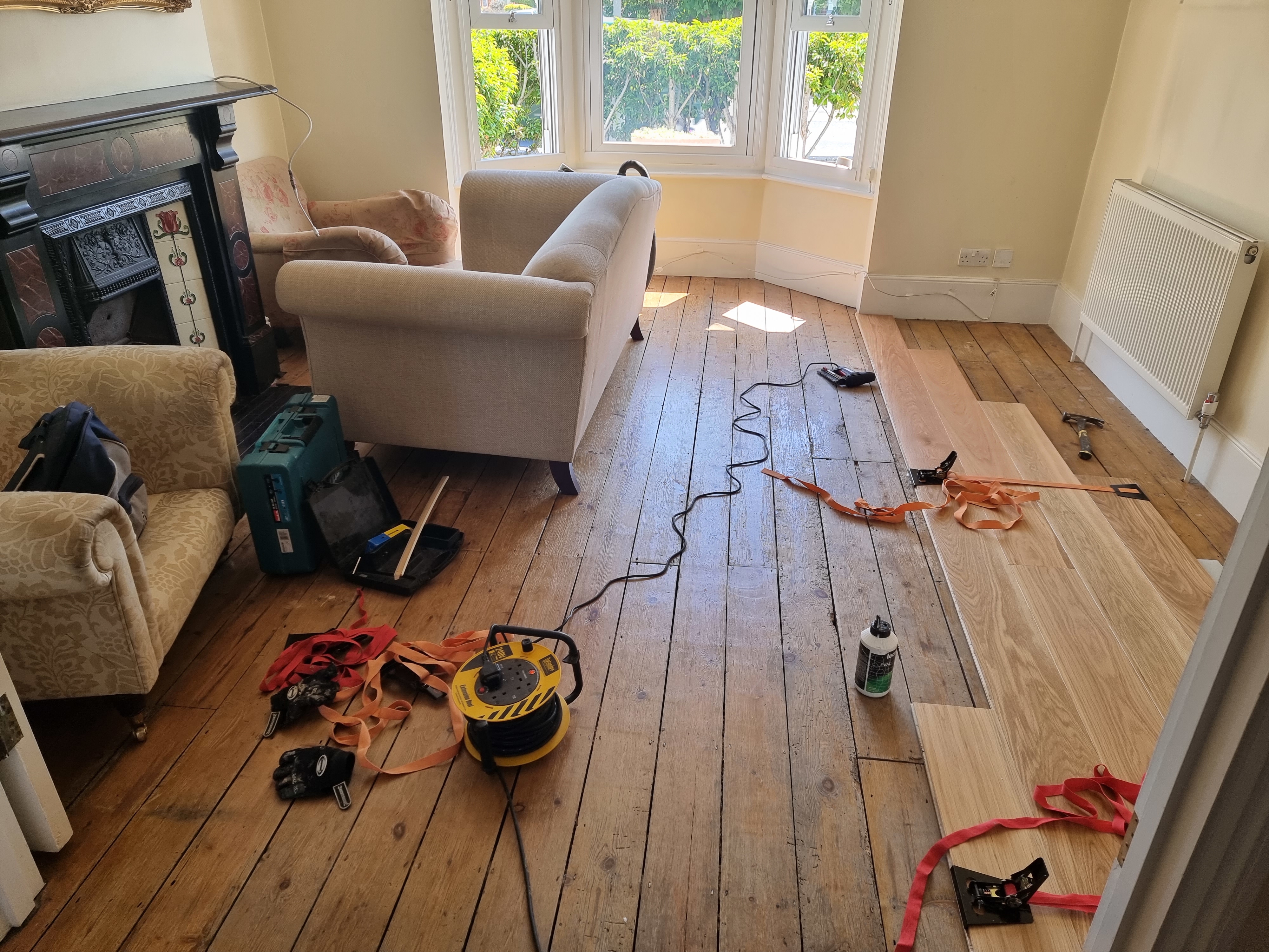 Engineered Wood floor after fitting work in SW17