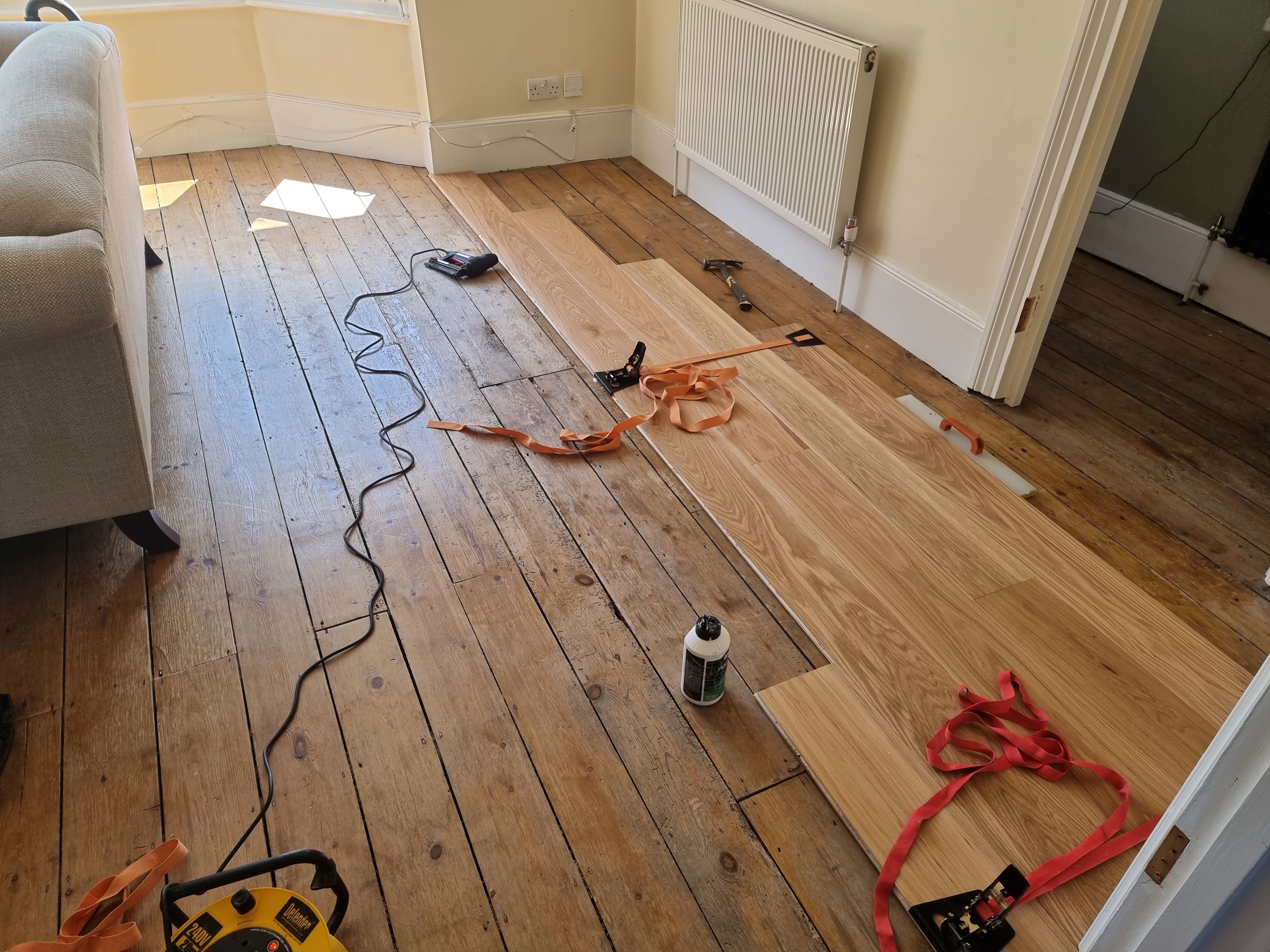 Engineered Wood floor after fitting work in SW17