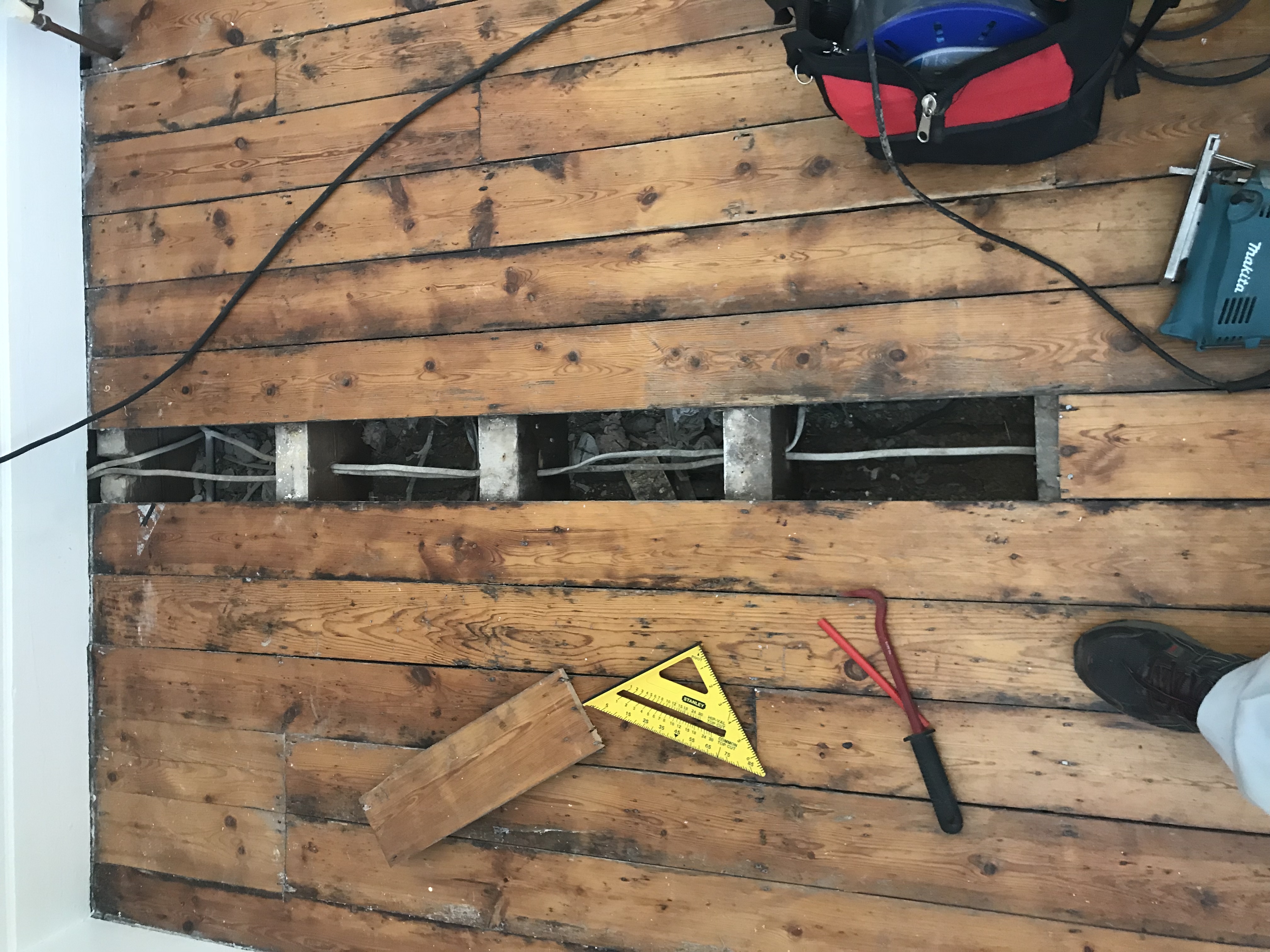 Floorboards floor after sanding work in SW17