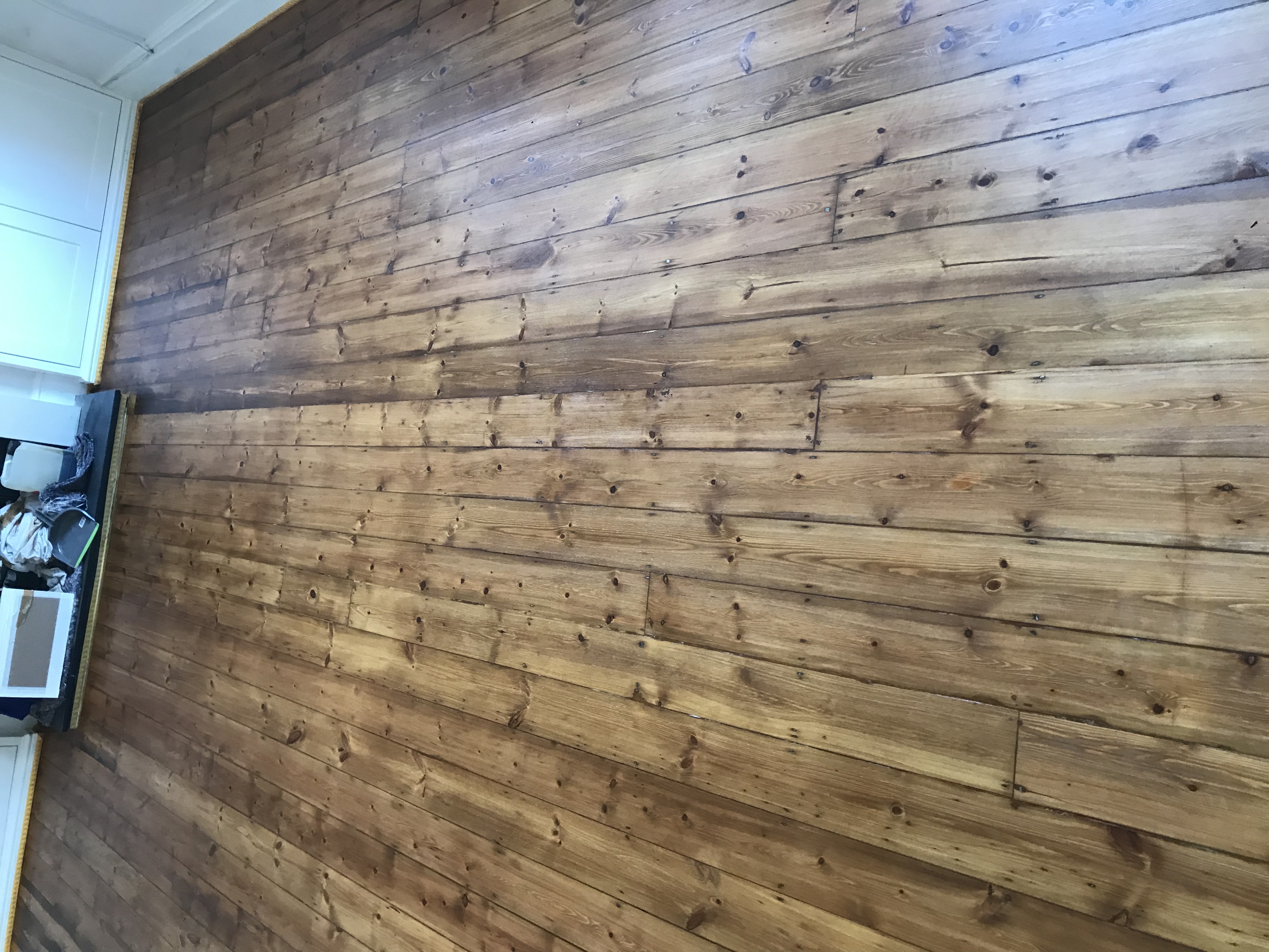 Floorboards floor after sanding work in SW17