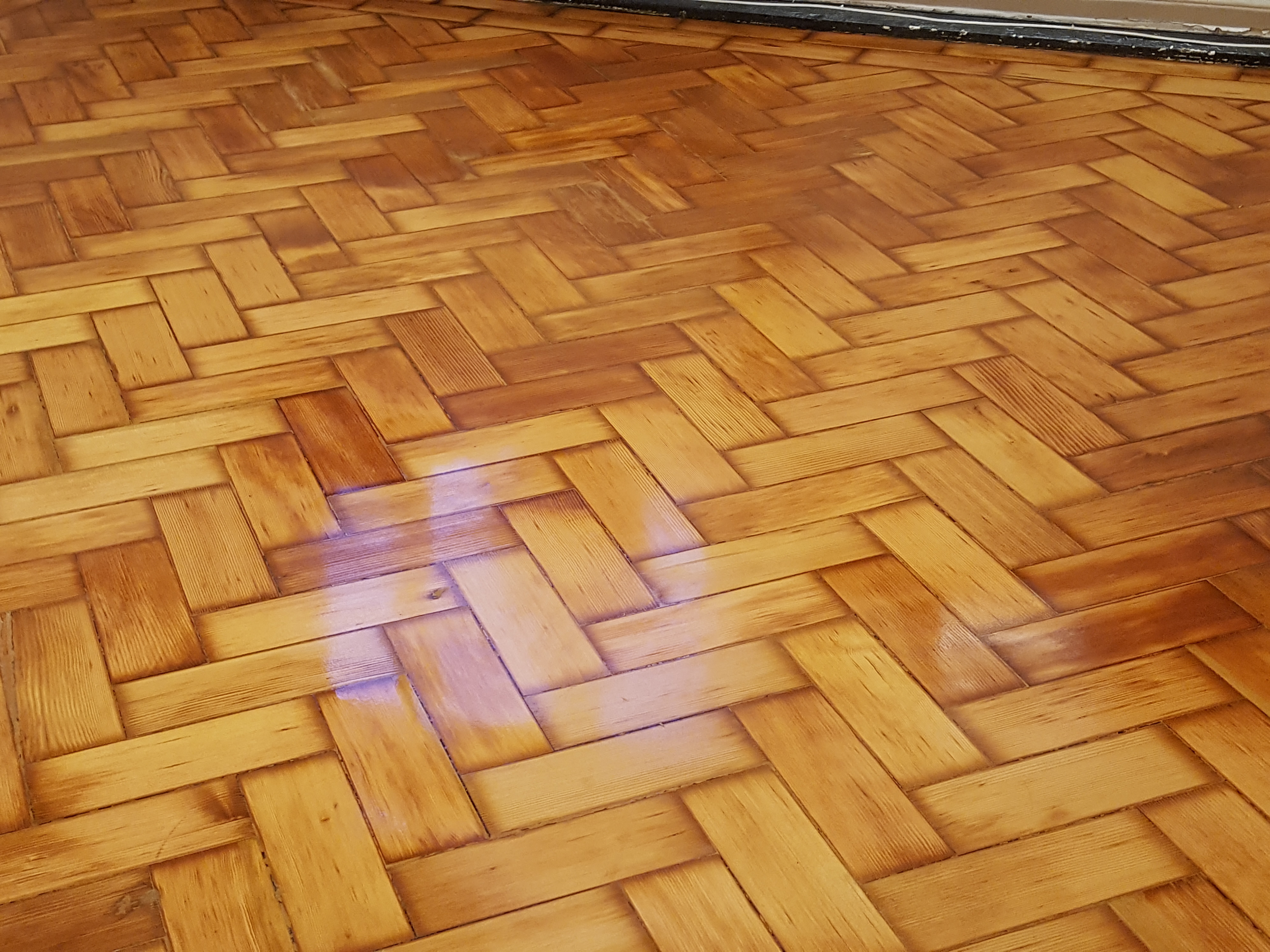 Parquet floor after sanding work in SW17