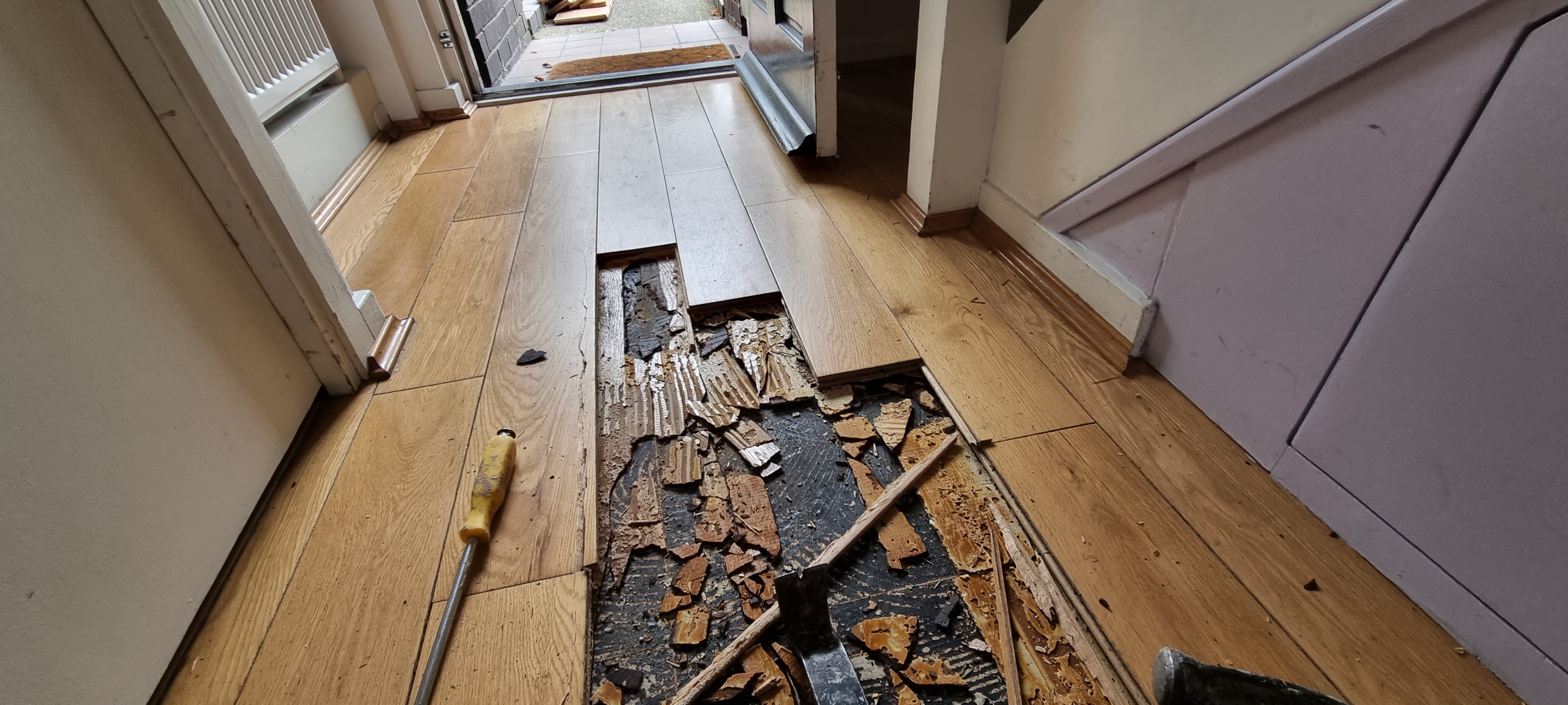 Hardwood floor after fitting work in SW18