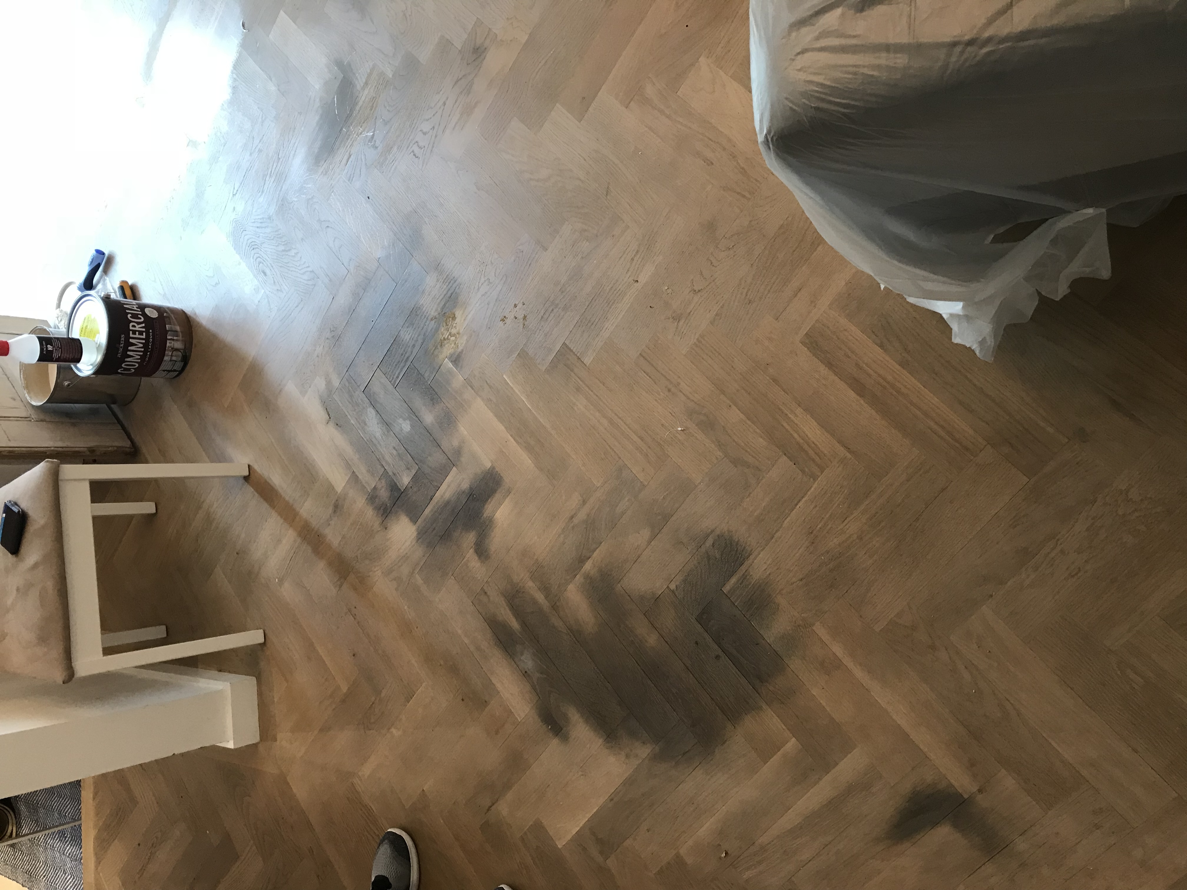Parquet floor after sanding work in SW4