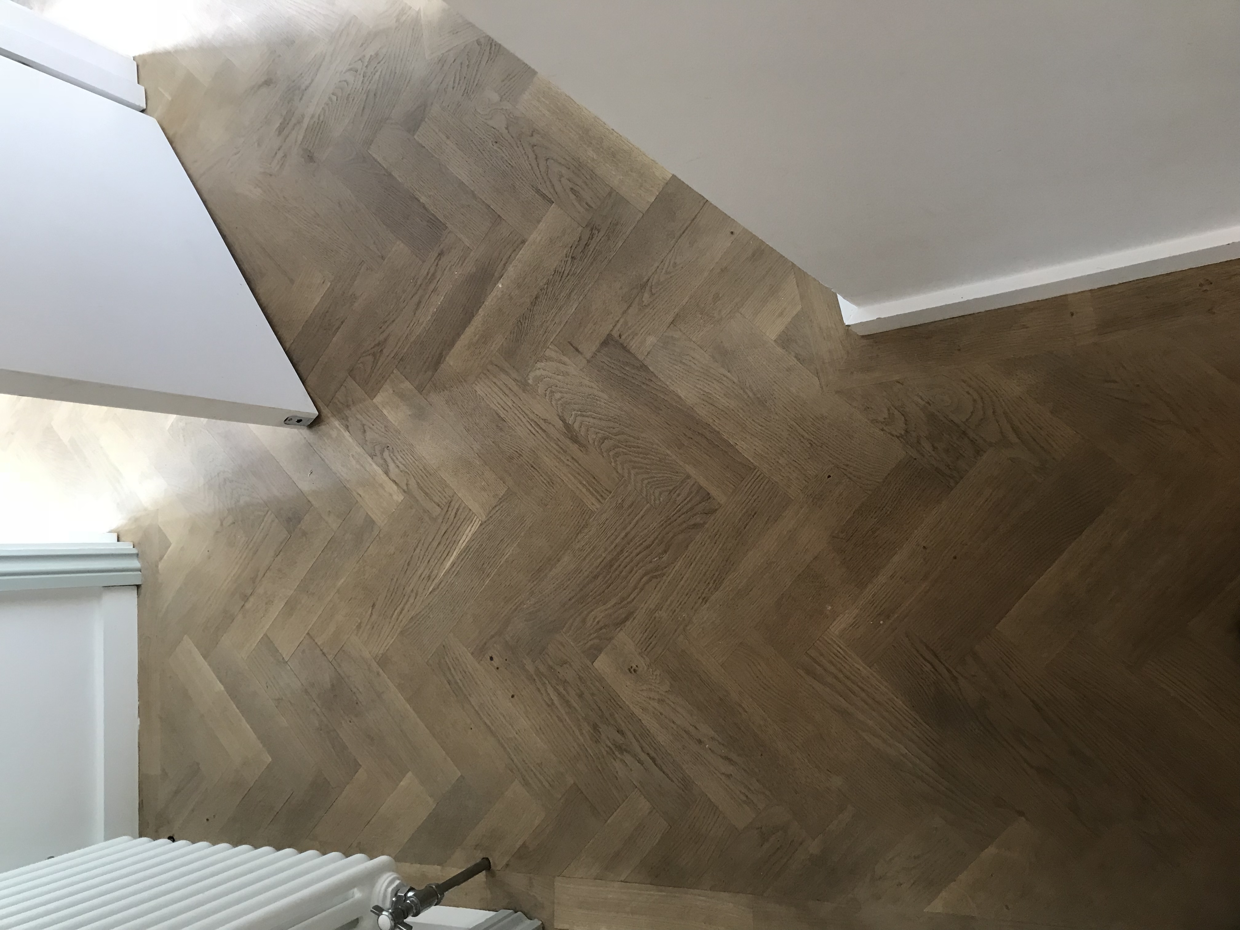 Parquet floor after sanding work in SW4