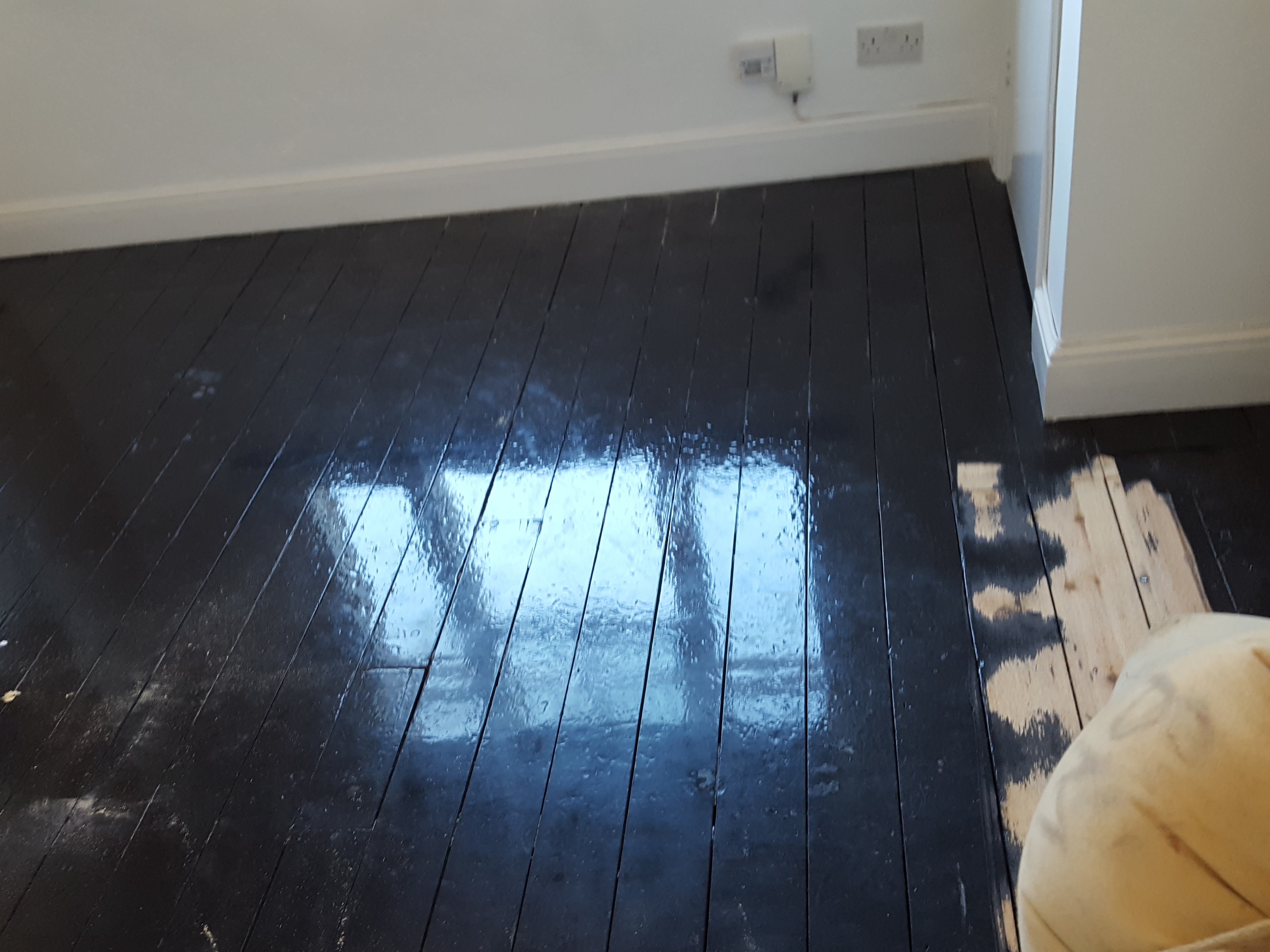 Floorboards floor after sanding work in SW4