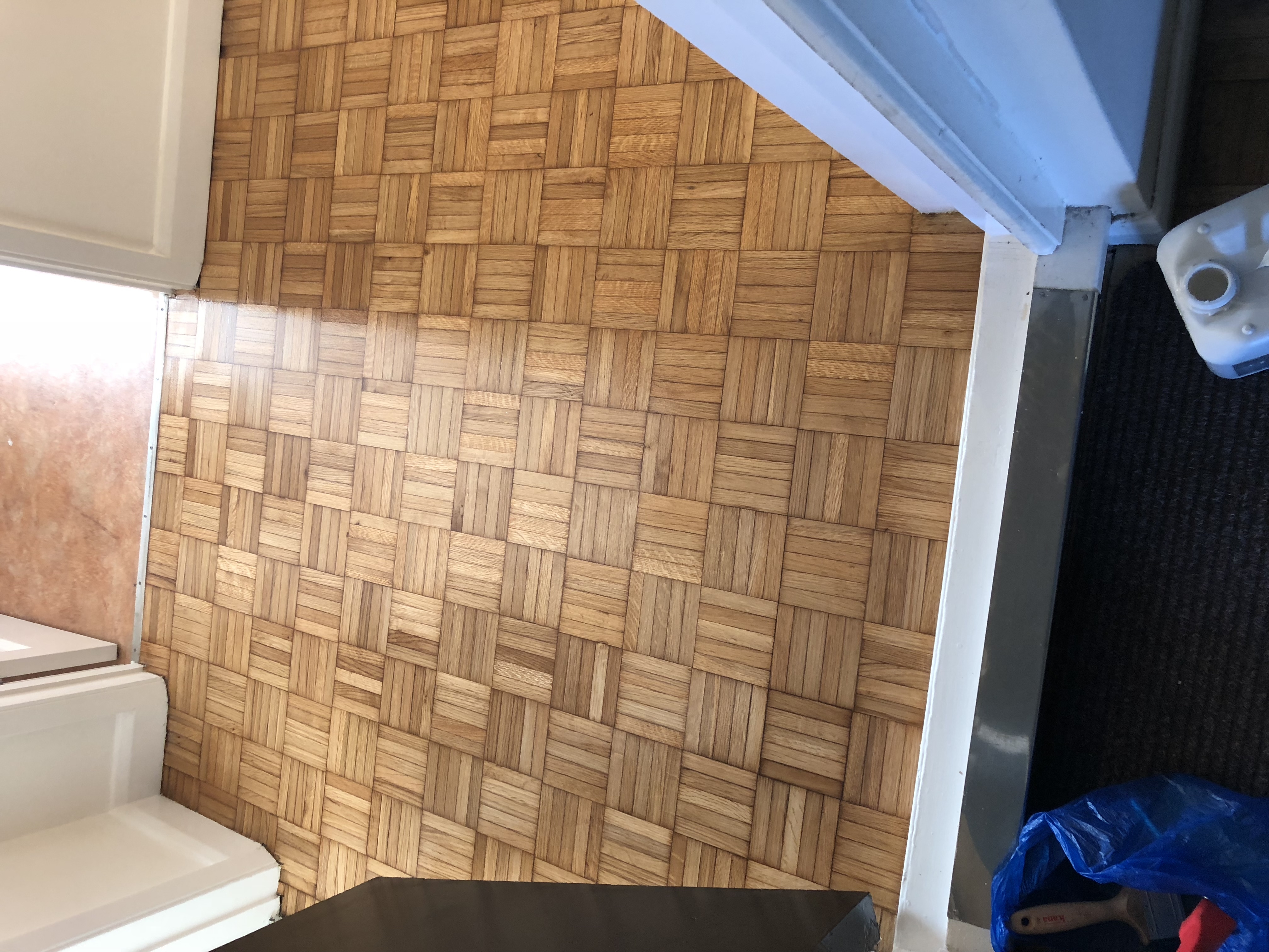 Parquet floor after sanding work in Richmond, TW12