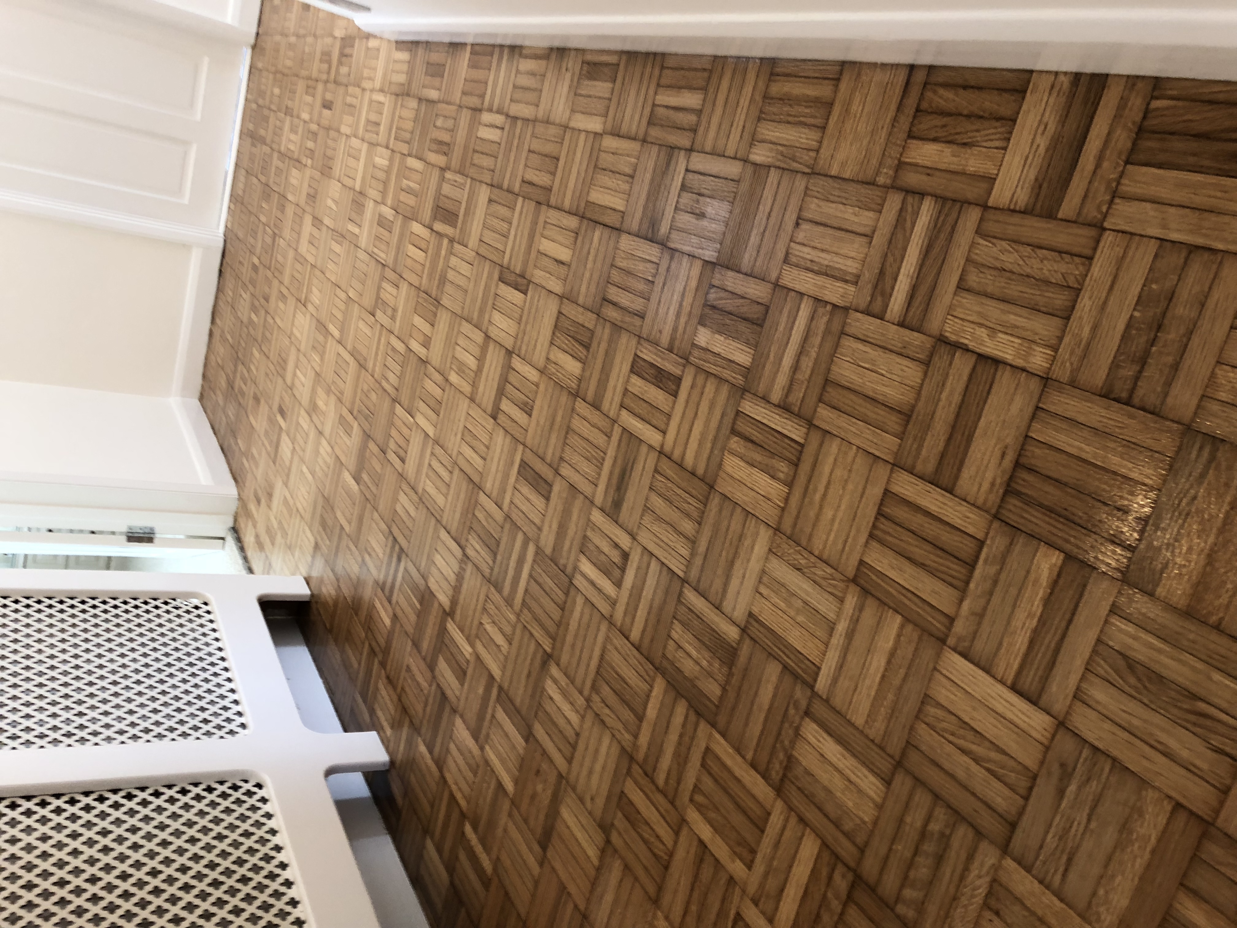 Parquet floor after sanding work in Richmond, TW12
